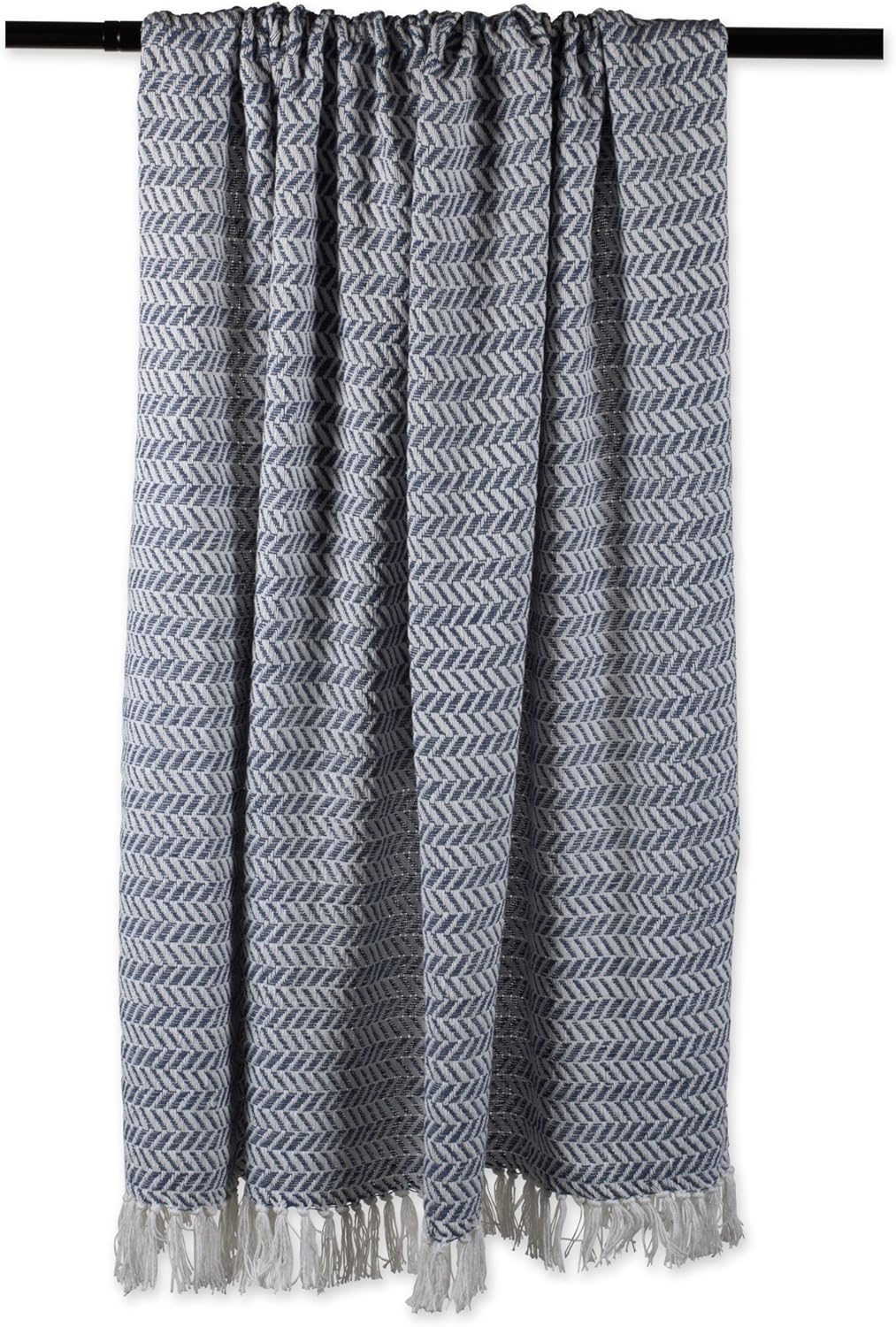 DII Modern Farmhouse Cotton Herringbone Blanket Throw with Fringe for Chair, Couch, Picnic, Camping, Beach, & Everyday Use, 50 x 60 - French Blue