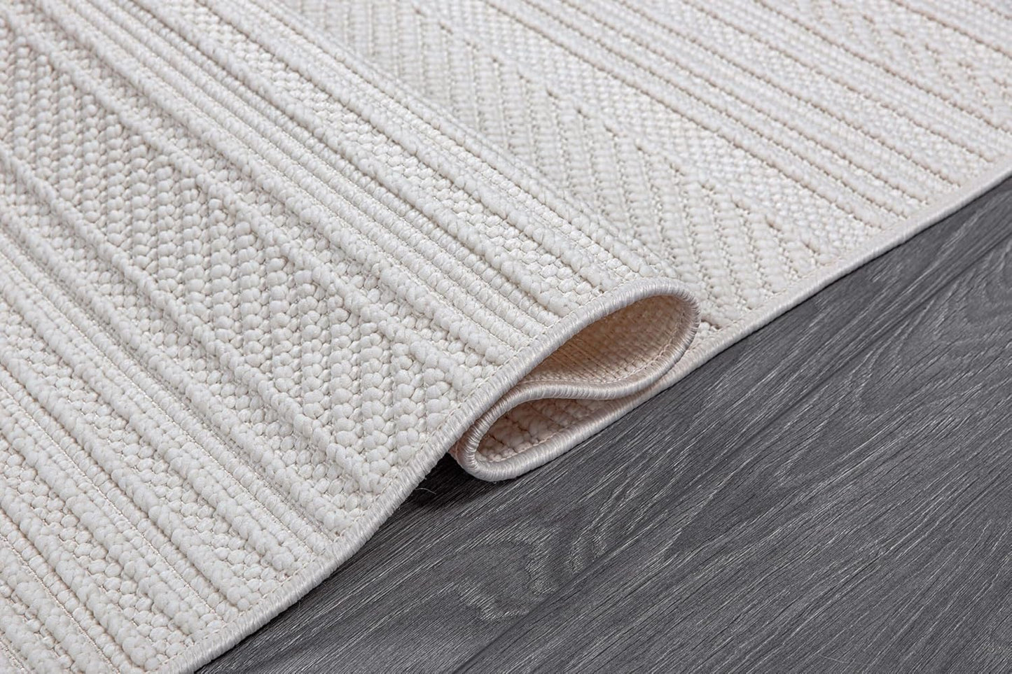 Indoor Area Rug 8x10 White Polyester Indoor Rugs Stripe Soft Loop Easy Clean Carpet for Living Room Bedroom Dining Room Hallway Office Entryway (8 X 10 White)