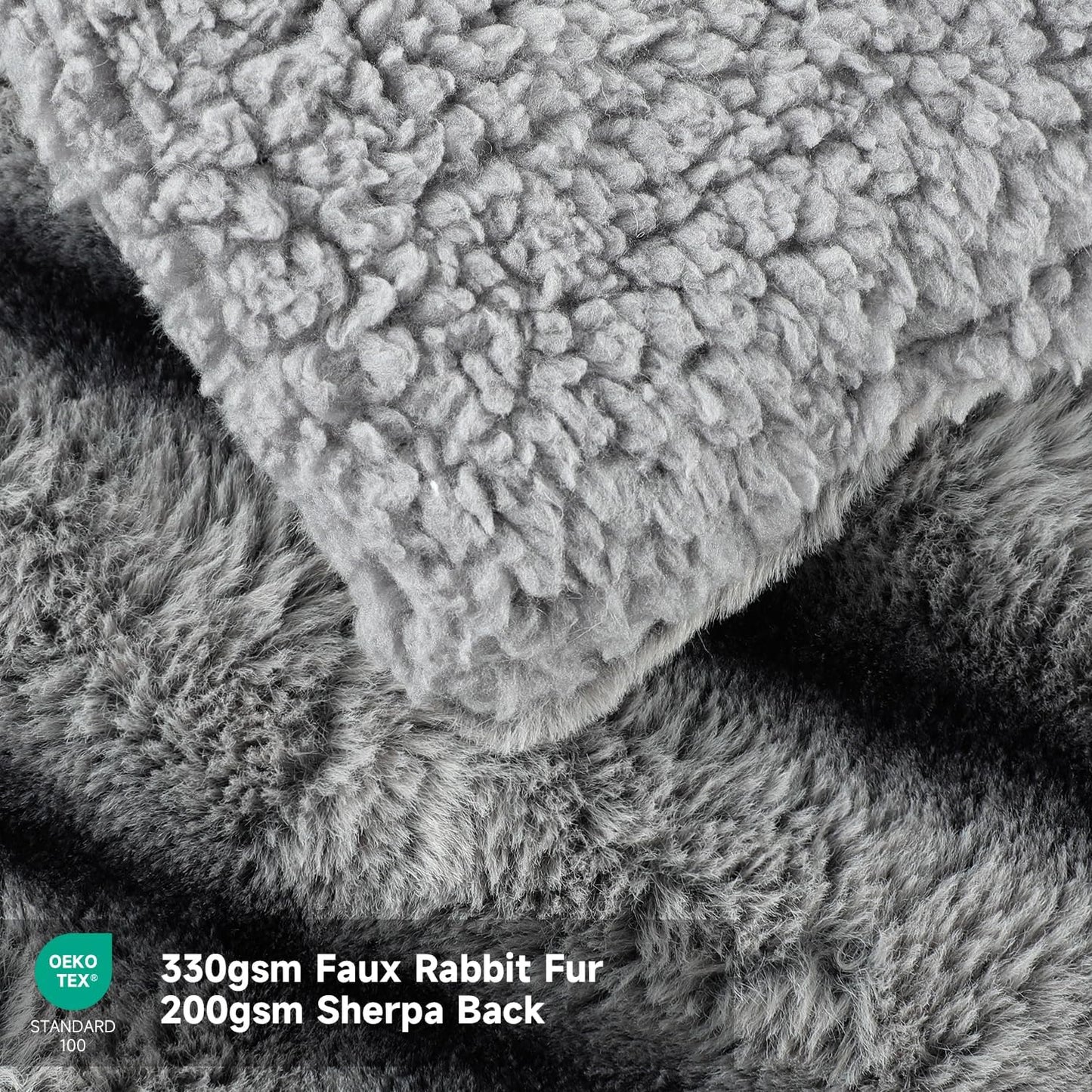 Heated Blanket Electric Throw- 50"x60" Soft Thick Faux Fur Electric Blanket for Sofa with 5 Heat Levels & 4 Hours Auto-Off Overheat Protection, Warm Cozy Gifts, Grey