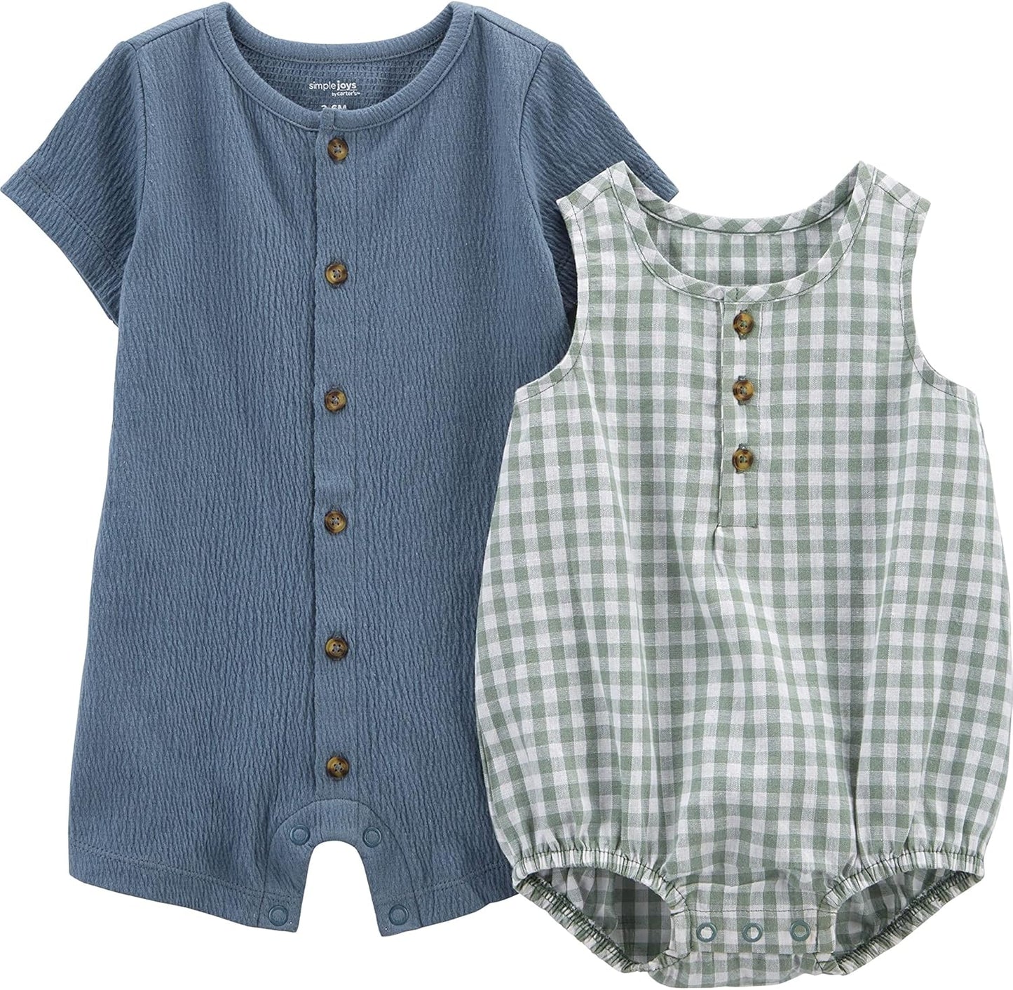Simple Joys by Carter's Baby Boys' Button Rompers, Pack of 2
