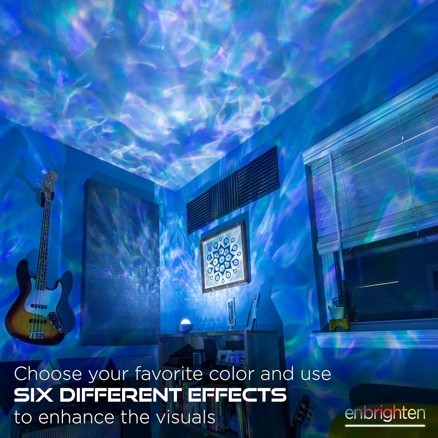 Enbrighten Galaxy Night Light Projector – Star, Aurora & Nebula Ceiling Projector with 15 Color Combinations – USB-C Powered Tabletop Light for Bedroom, Playroom, Game Room & Parties (70333)