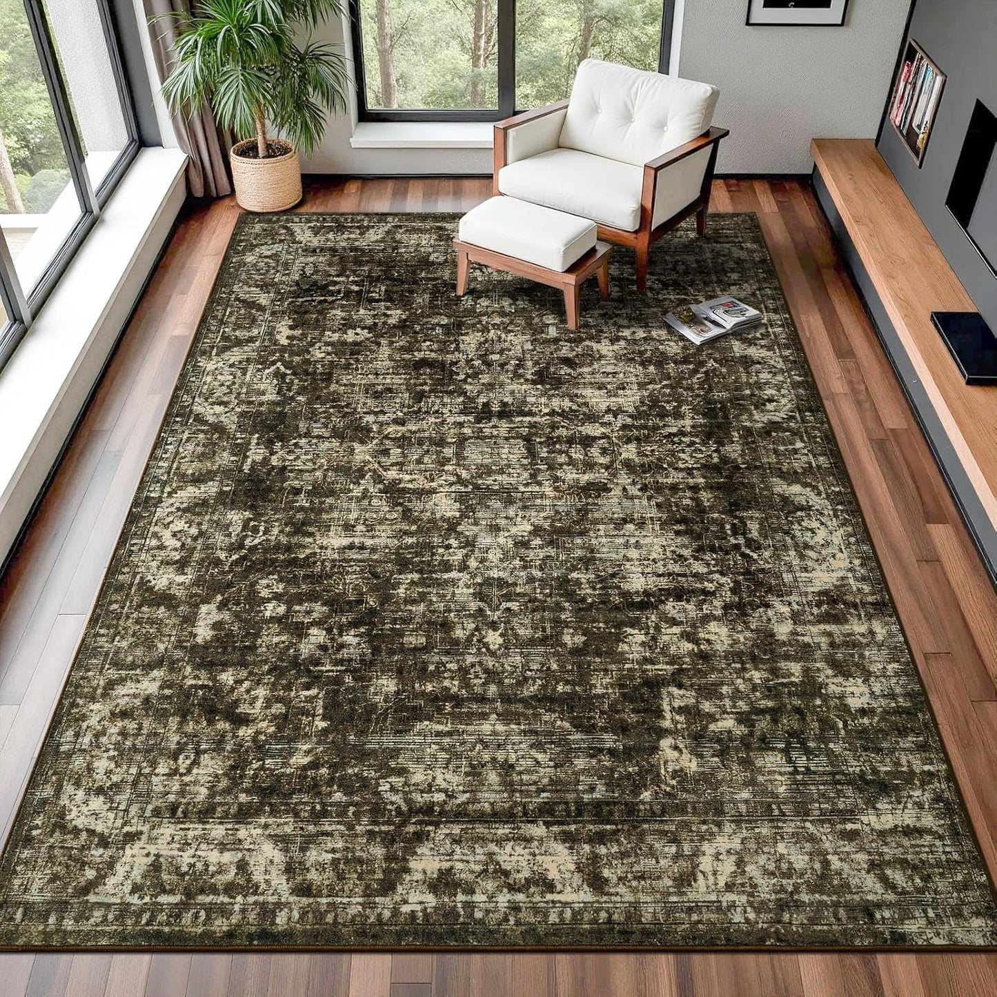 8x10 Non Slip Area Rug, Modern Soft Rugs for Living Room Machine Washable Easy Clean, Kids Pet Friendly Non Shedding, Comfortable for Bedroom Dining Room Kitchen Home Office Floor