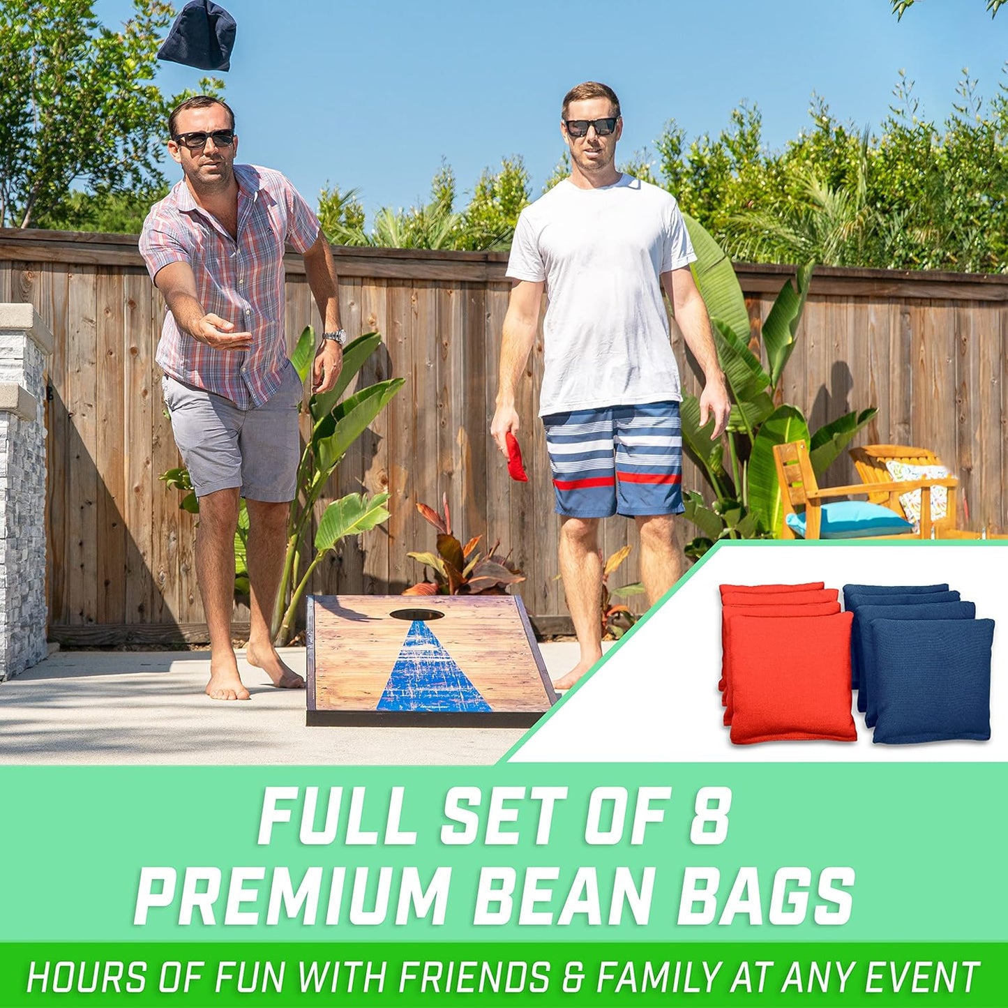 GoSports Portable Cornhole Sets, 8 Styles – Choose 4 x 2 ft or 3 x 2 ft - Boards Include 8 Bean Bags, Travel Case, and Game Rules