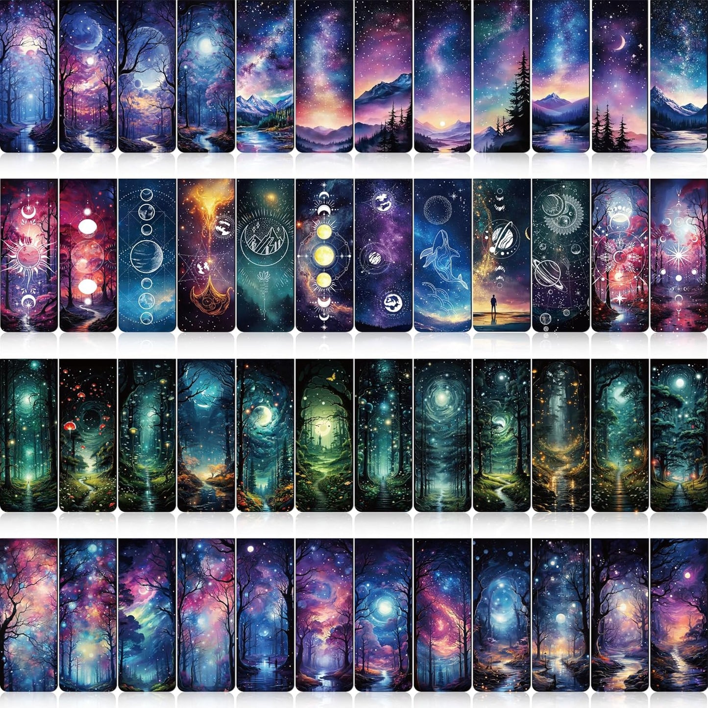 Fantasy Magnetic Bookmarks for Women - 48 PCs Starry Night Moon Book Mark Gifts Bulk Cool Personalized Unique Magnet Page Markers Clips Reading Men Kids Student School Birthday Accessories
