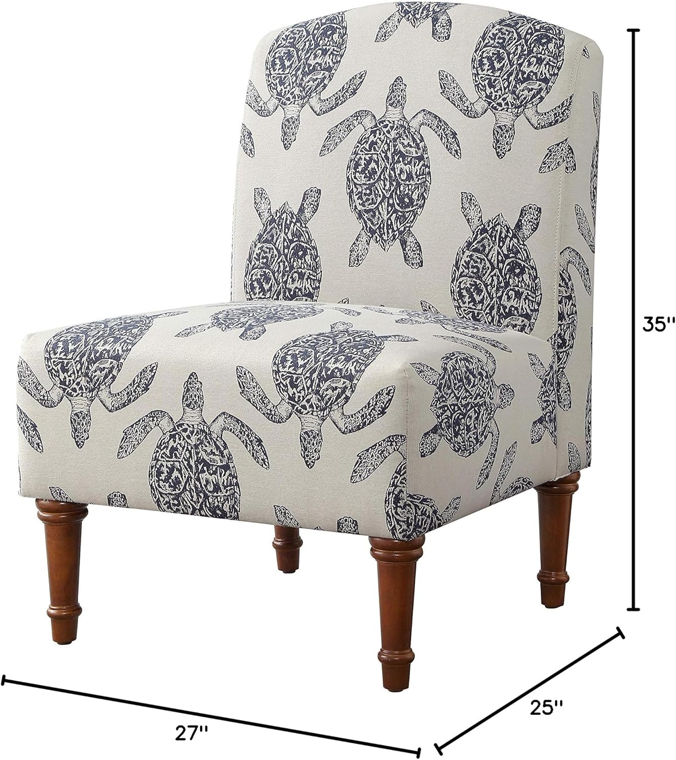 Powell Company Powell Markay Accent Chair, 25"W x 18.75"D x 35H, Ivory with Blue Sea Turtle Pattern, Traditional, Coastal, Upholstered, Armless, 275 lbs Max Weight, Indoor Use