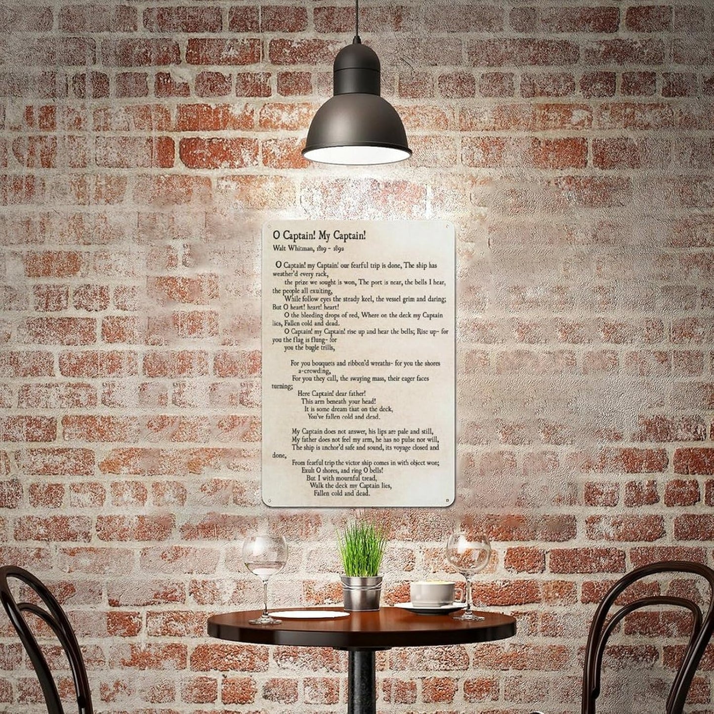 O Captain My Captain Walt Whitman Poetry Quote Metal Wall Decor 8x12 Inches Aluminum