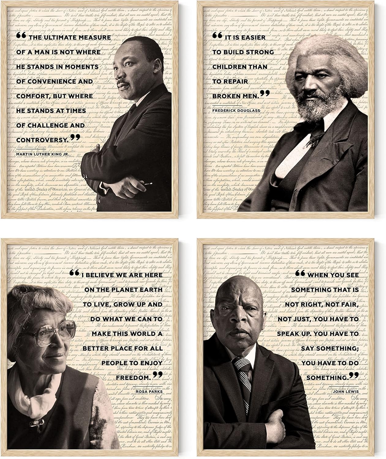 HAUS AND HUES Black History Posters for Classroom - African American Art, Black History Month Decorations & African American Posters for Classroom, Quotes (Beige Frame, 8x10)
