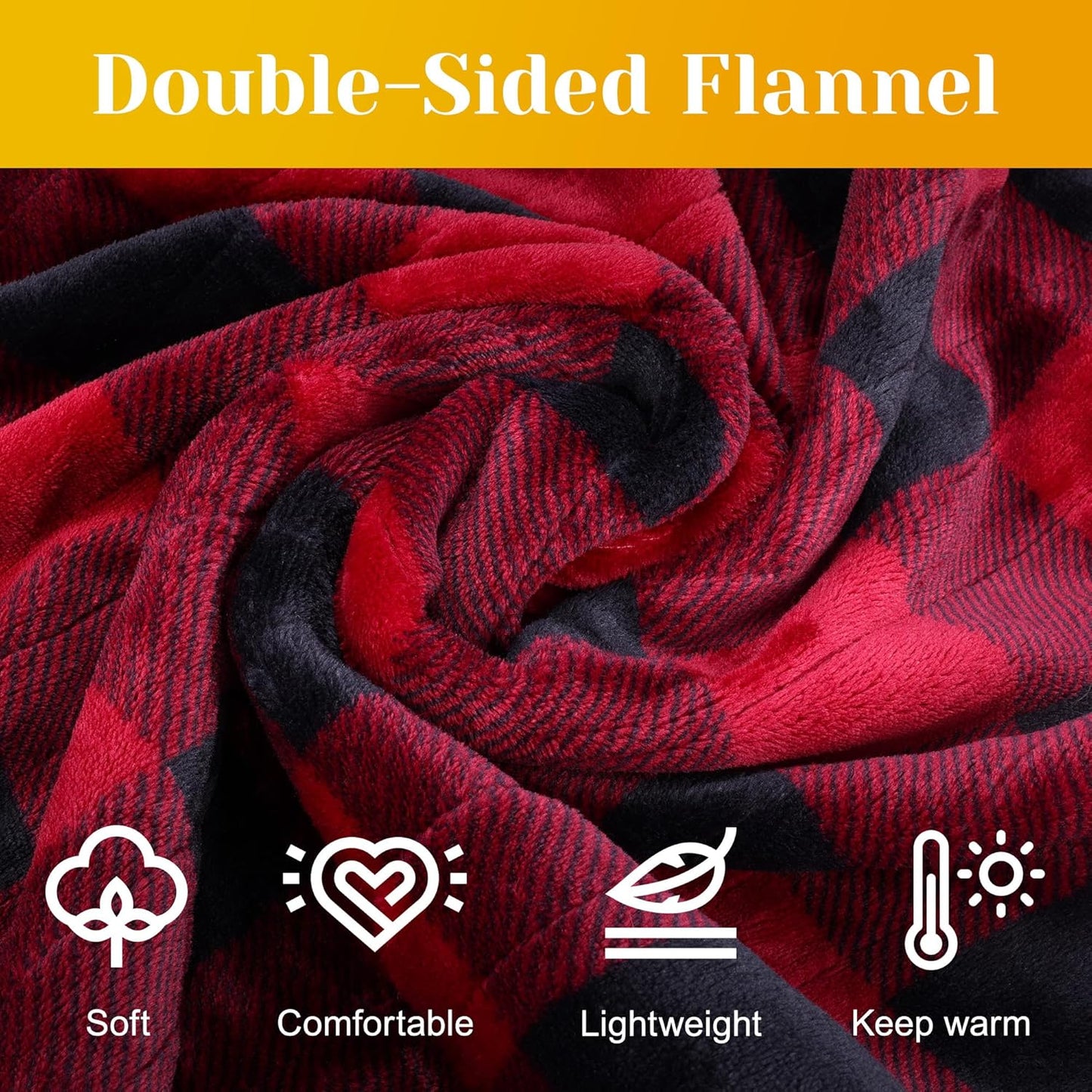 HEYNEMO Heated Blanket 50" x 60",Microplush Flannel Electric Blanket for 89°F-108°F,10 Heating Levels Heating Blanket & 1-12 Hours Auto Shut Off,Black and Red