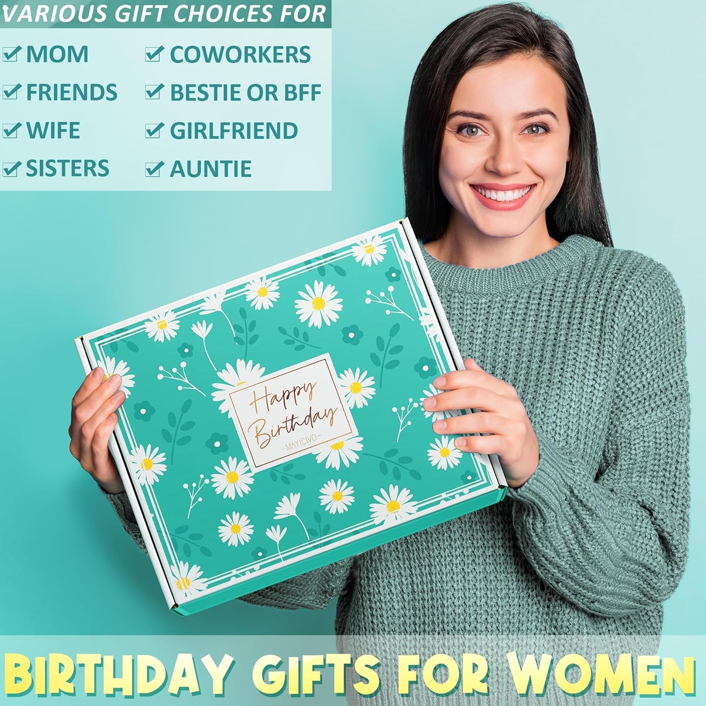Birthday Gifts for Women Friendship, Unique Happy Birthday Gifts Basket for Mom Her Best Friend Sister Wife Girlfriend Coworker, Luxury Self Care Box Ocean Relaxing Spa Gifts Set for Women w/Blanket