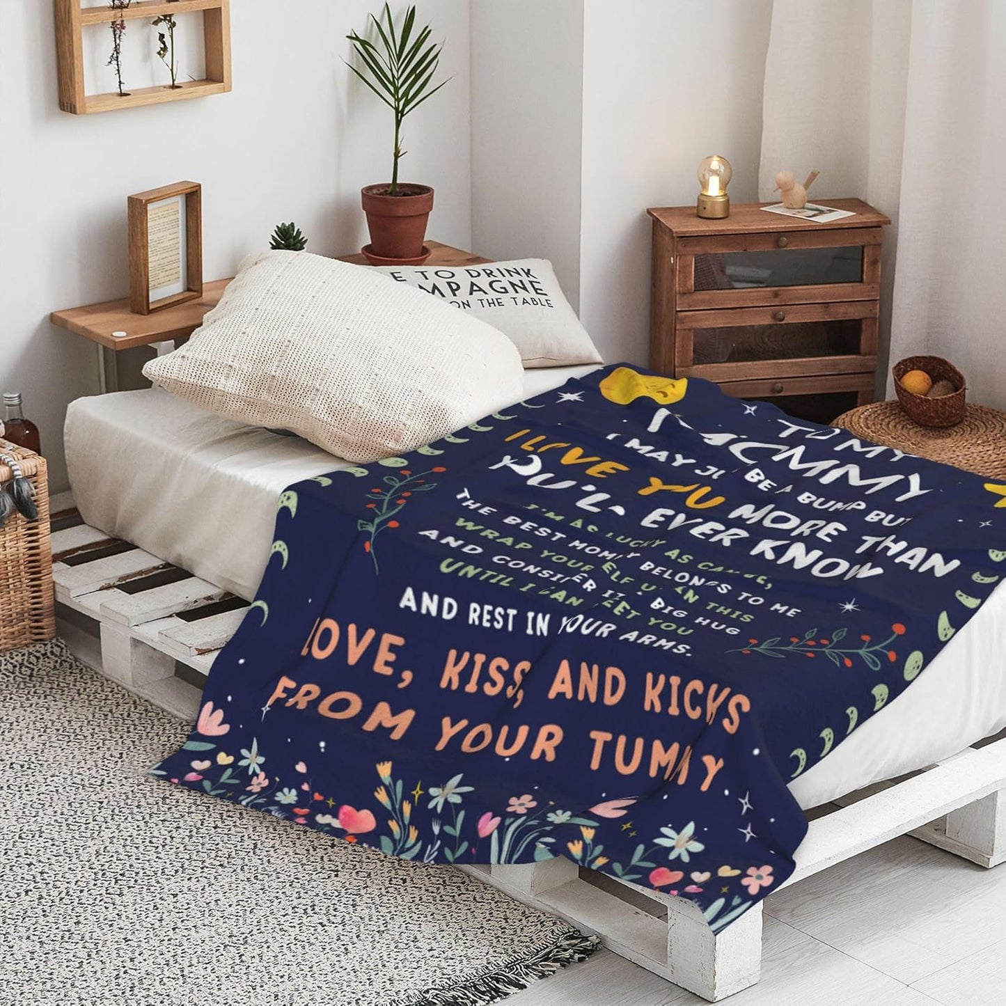 Mom to Be Gifts Pregnancy Gifts - First Time Mom Gifts, Promoted to Mom Gifts, Flannel Soft Blankets and Throws for New Mommy 60x80in