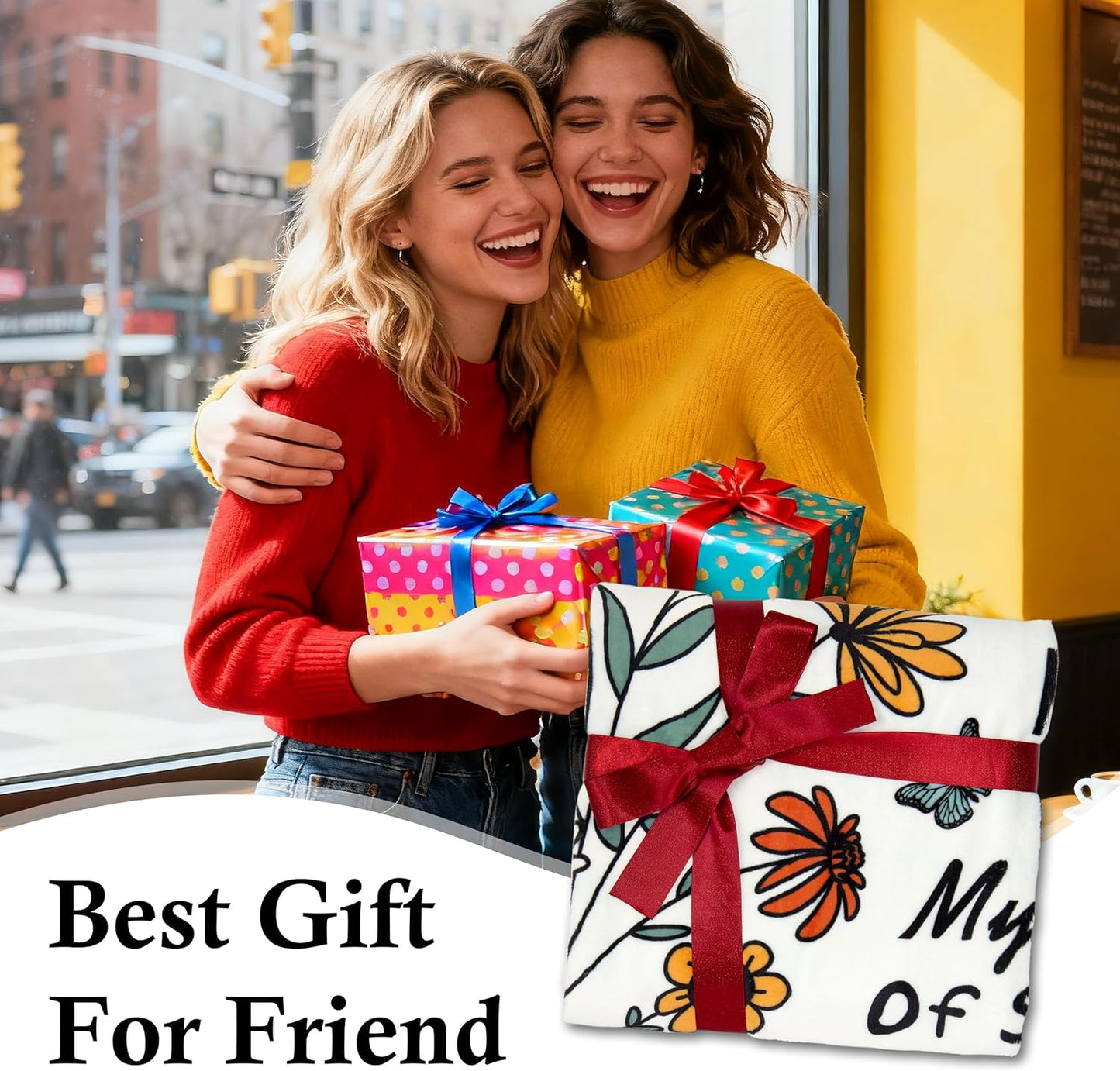 Best Friend Birthday Gifts for Women, Friendship Throw Blanket Gifts for Bestie BFF Soul Sister, Christmas Blanket Gifts for Friend 60"x50"