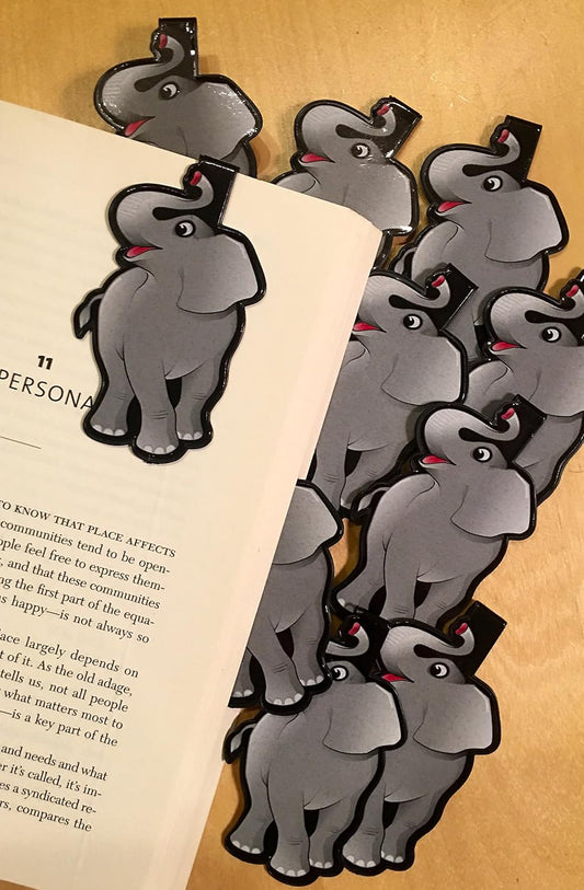 Elephant Clip Bookmarks for Kids Students Cool Cute Animal Set of 10 Bulk Bookmark Funny Wacky Classroom Reading Incentives Library Rewards Novelty Party Favors Fun Prizes for Summer Reading Programs