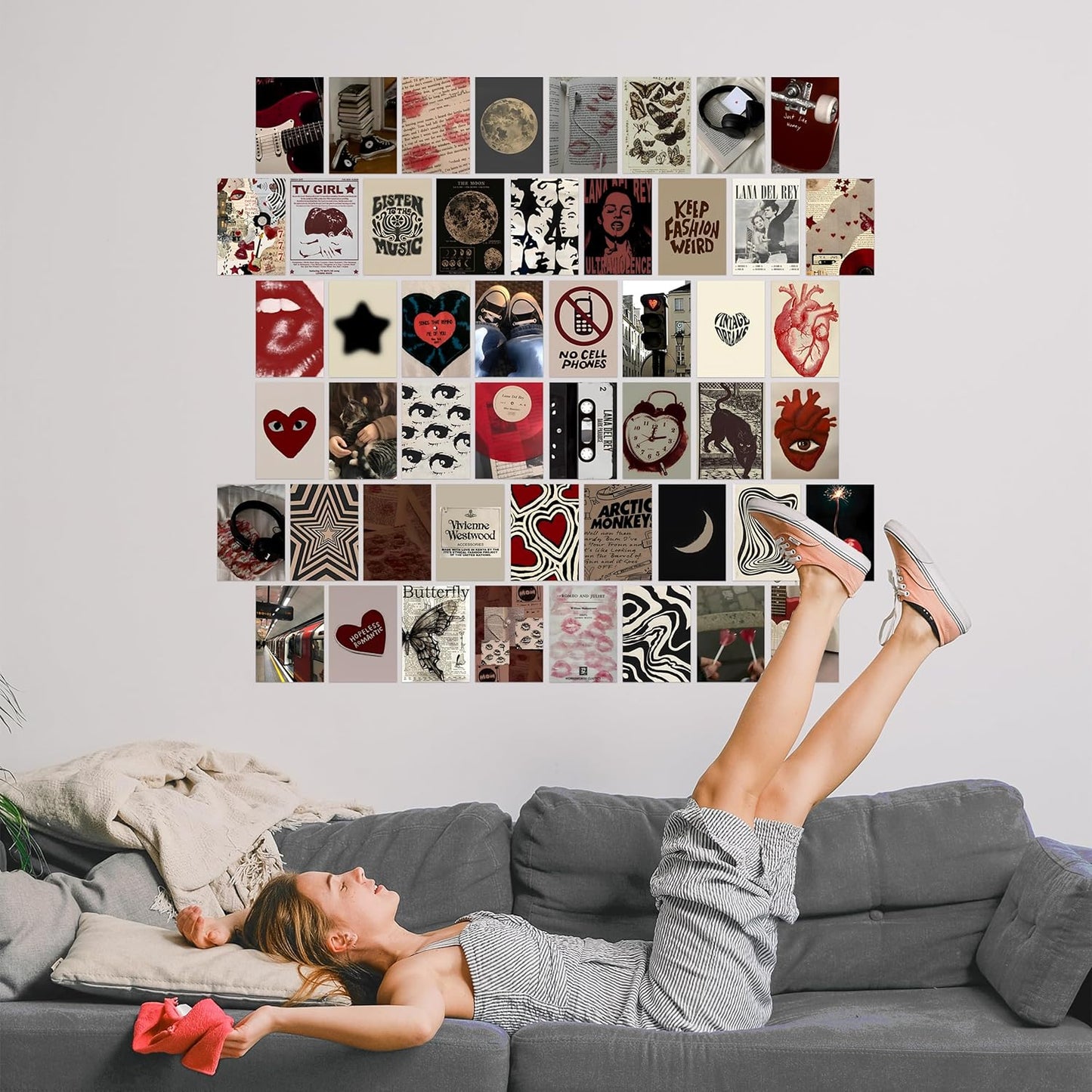 50 Pcs Downtown Girl Room Decor Aesthetic, Y2k Wall Collage Kit Aesthetic Pictures, Coquette Wall Art Posters Prints Y2k Posters for Bedroom, Vintage Pictures Wall Decor for Dorm