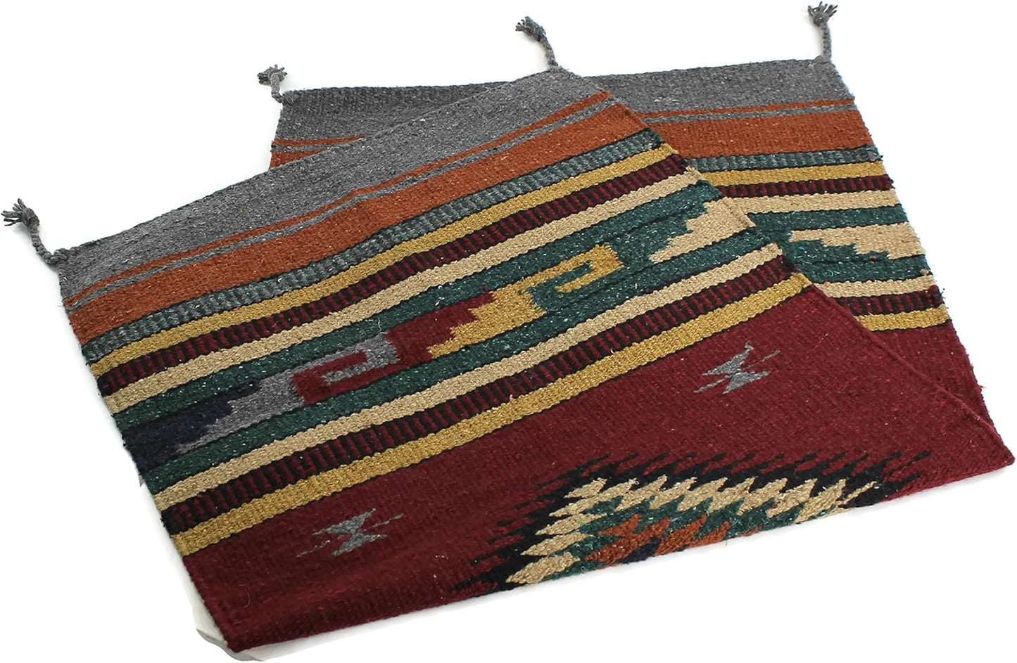 Southwest Décor Area Rug - Large Boho Aztec Style Rug for Bedroom, Living Room,Outdoor Spaces - Modern Washable Carpet for Native Home Decor - (Center Diamond,Burgundy,Black)40 x 20 inch