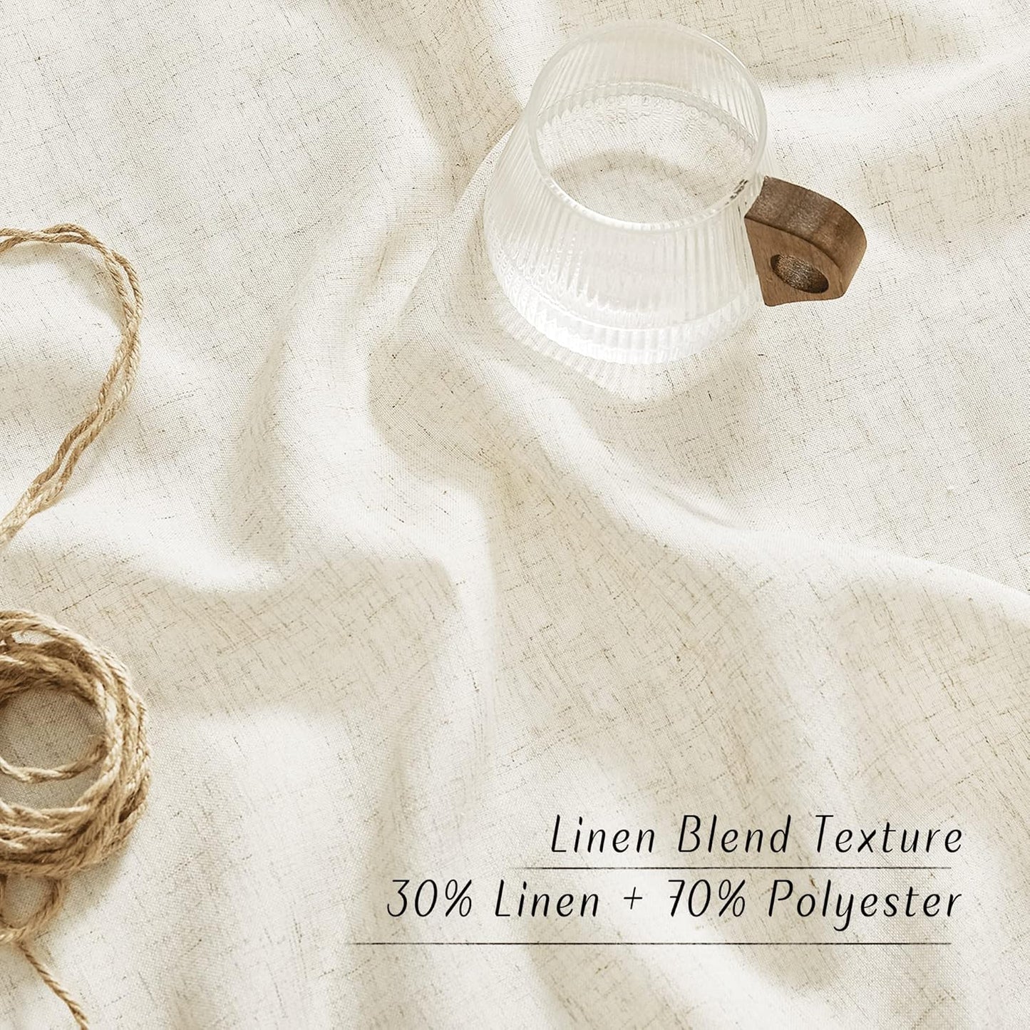 NICETOWN Flax Natural Linen Curtains for Room Divider, Grommet Top Thick Flax Semi Sheer Vertical Drapes Privacy Assured with Light Filtering for Sliding Glass Door, W68 x L84, 2 Pieces