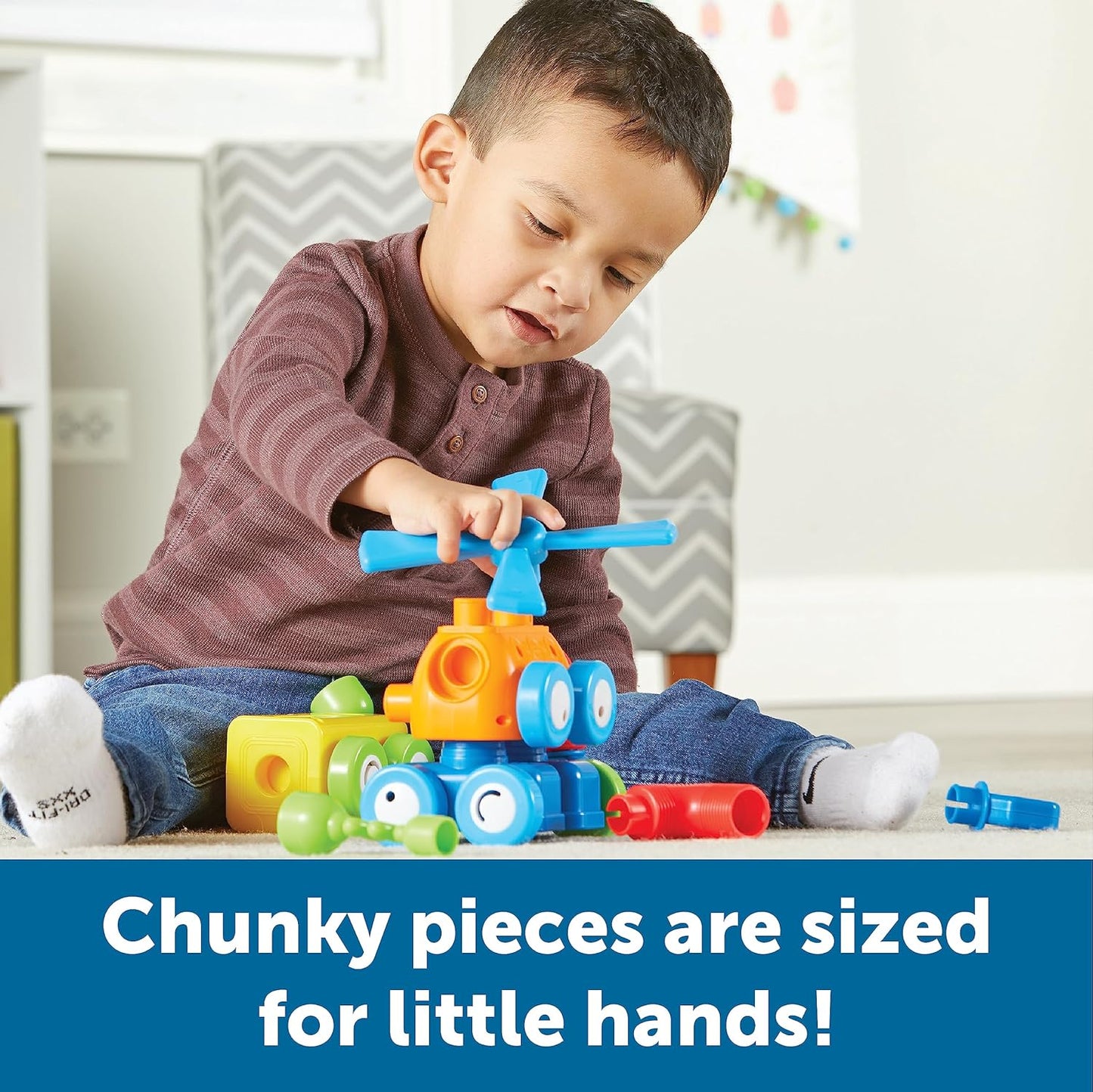 Learning Resources 1-2-3 Build It! Robot Factory - Building Toys, Early Engineering and Science, STEM Activities, Fine Motor Skills, Toddler Explorer Kit, Construction Bots, Boys and Girls Gifts