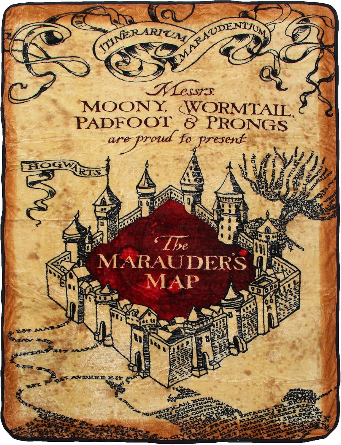 Harry Potter Marauders Map Micro Raschel Fleece Throw Blanket 48" x 60"