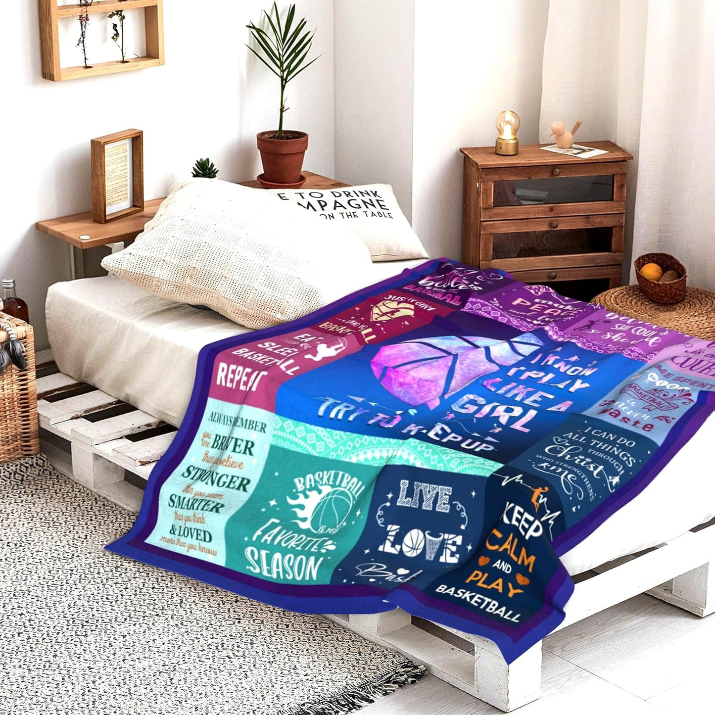 Basketball Gifts Blanket for Girls Women Ultra Soft Flannel Basketball Throw Blanket Merch Sport Gifts for Team Lovers Stuff 80"x60"