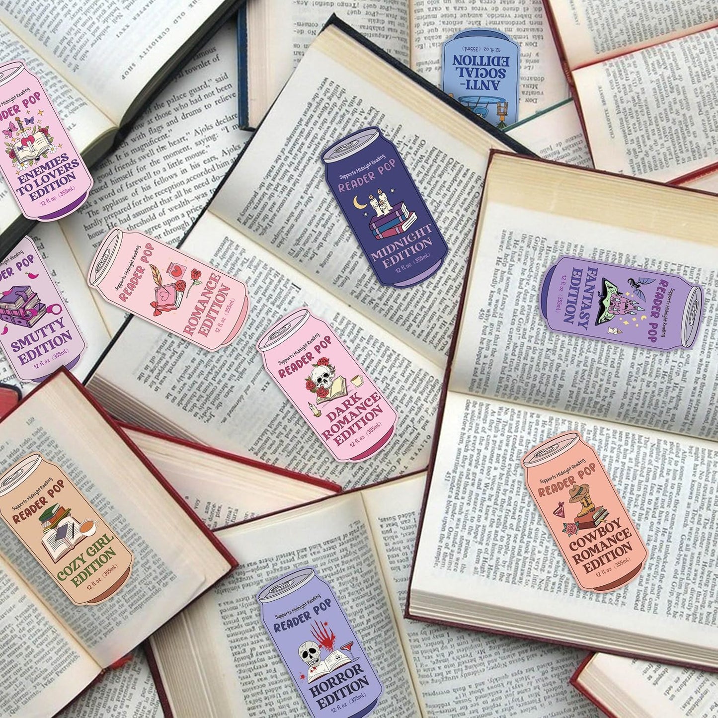 Laffact Drinks Soda Ticket Book Club Bookmarks - 100Pcs Reader Pop Dark Romance Reading Tracker, Funny Designed Book Accessory Bookish Page Marker Reading Gifts for Book Lover Women Men School Library
