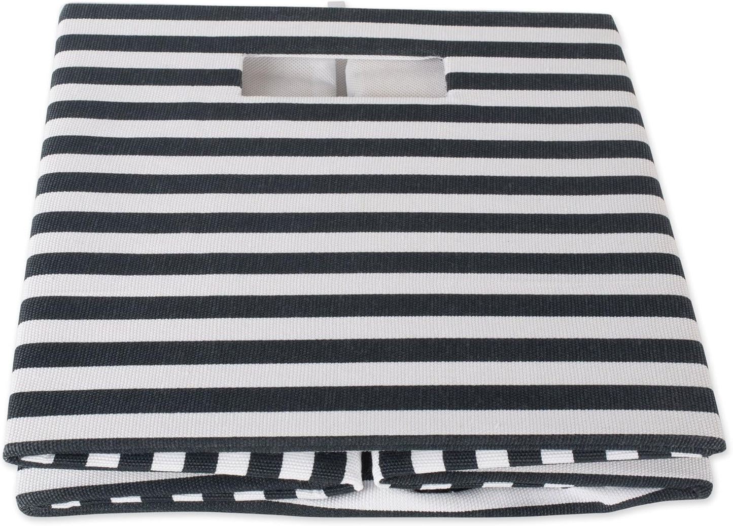 DII Collapsible Polyester Storage Cube, Pinstripe, Black, Large