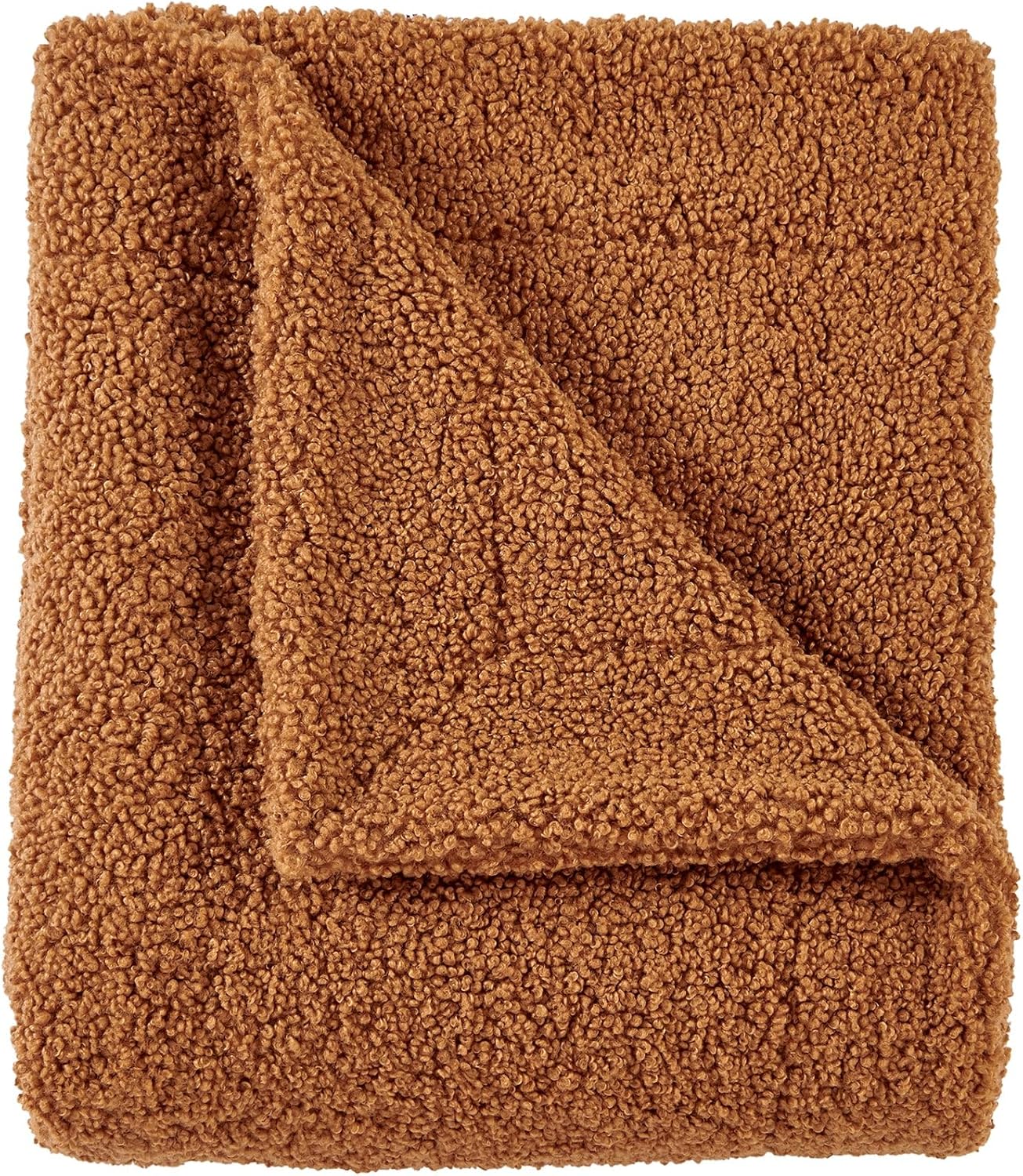 HiEnd Accents Teddy Throw Blanket, 50x60 inch, Caramel, Boucle Throw Blanket, Soft Cozy Classic Chic Casual HeavyBlanket, Modern Rustic Plush Comfy Warm Blanket for Bed, Sofa