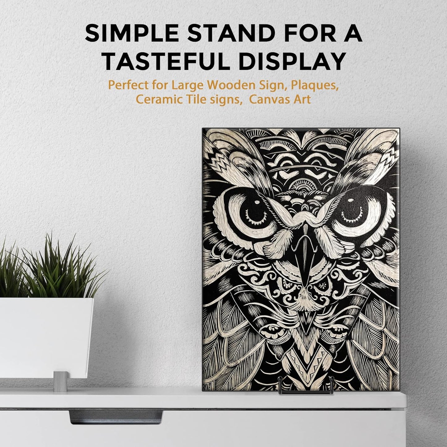 TR-LIFE 4 Pack 10 Inch Large Plate Stands for Display - Metal Plate Holder Stand + Picture Stand + Small Easels for Decorative Plate, Platter, Book, Plaques, Photo Frame, Tabletop Art