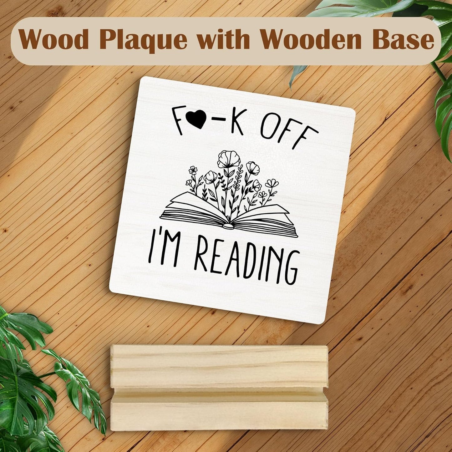 Book Lovers Gifts Desk Decor, Funny I'm Reading Decorative Signs & Plaques, Book Reader Bookworm Gifts Desk Sign with Wooden Stand for Reading Room Corner Nook Library Shelf Table Decor