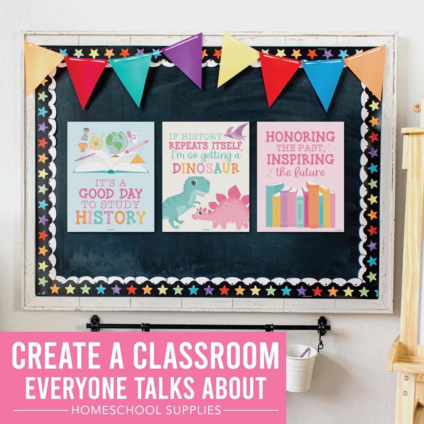 Hadley Designs 6 Social Studies Classroom Decorations – US History Posters for Elementary, Middle School and High School, Durable World History Wall Art for Teachers - Pastel Classroom Decor