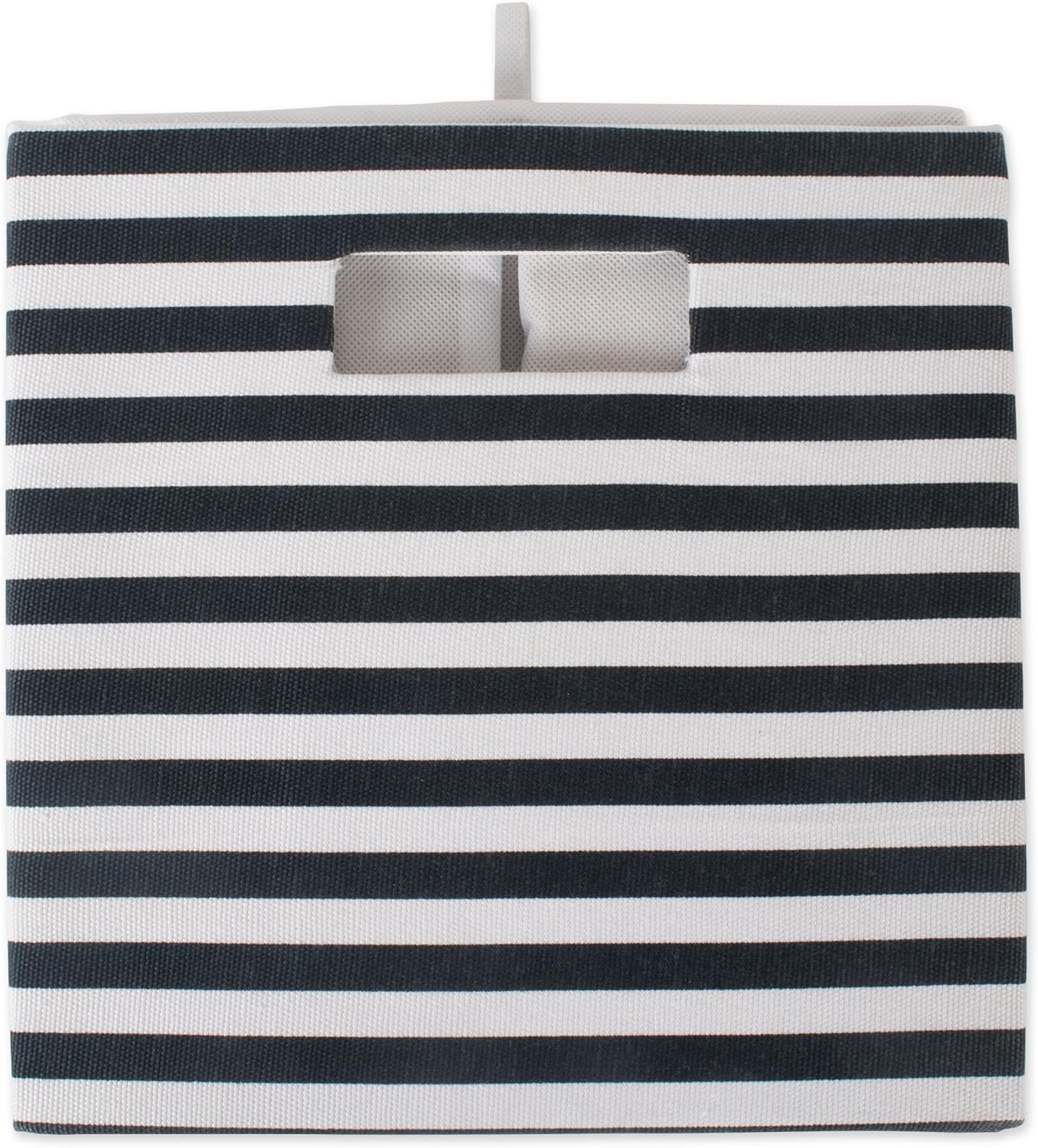 DII Collapsible Polyester Storage Cube, Pinstripe, Black, Large