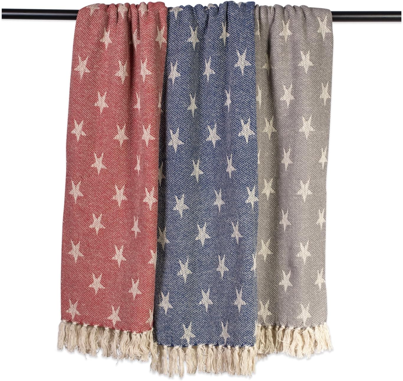 DII 4TH of July Patriotic Throw Blanket with Decorative Tassles, Use for Chair, Couch, Bed, Picnic, Camping, Beach, & Just Staying Cozy at Home (50 x 60), Star Tango Red