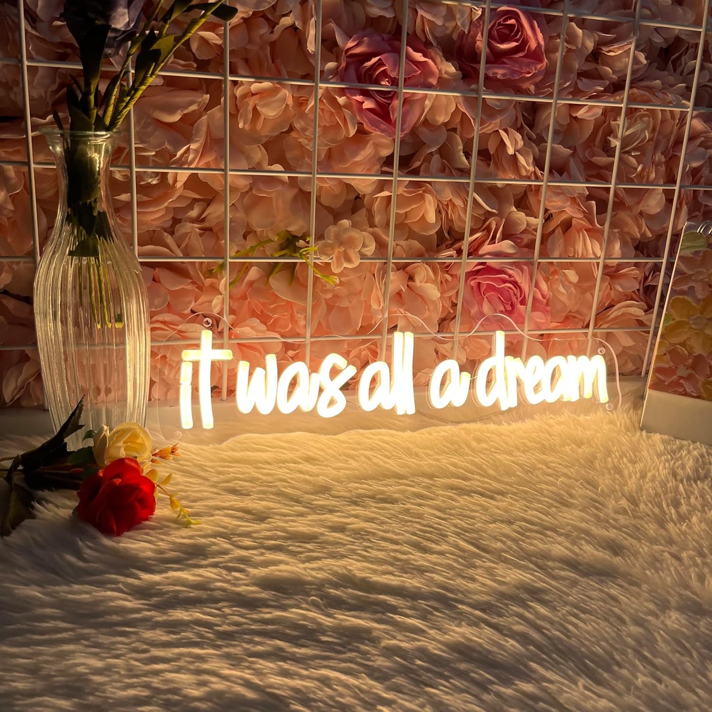 It Was All A Dream Neon Sign USB Powered Three Adjustable Brightness It Was All A Dram Neon LED Signs for Room Decor for Living Room Bedroom Wedding neon SIgn Chrisma Gifts Birthday Gifts