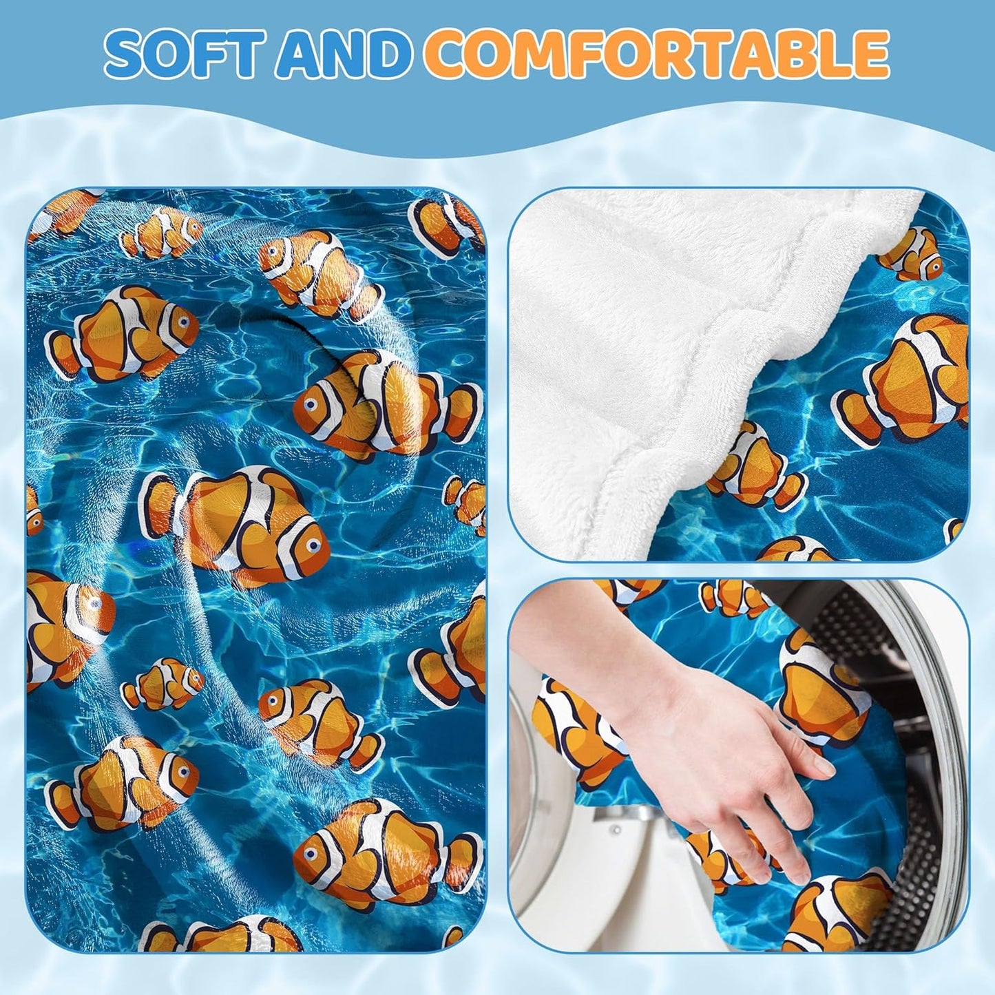 Clownfish Fleece Throw Blanket Gift Soft Warm Lightweight Blankets for Bed Sofa Couch Car 50 x 40in for Kids