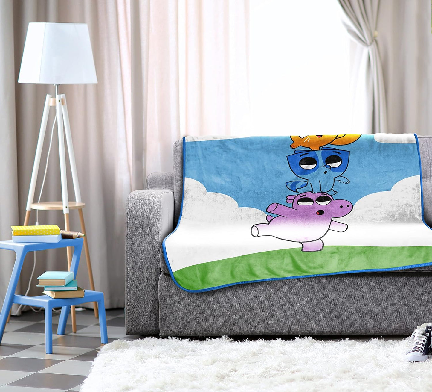 Jay Franco Pikwik Pack Animal Friends Blue Throw Blanket - Measures 46 x 60 inches, Kids Bedding - Soft & Cozy Fleece
