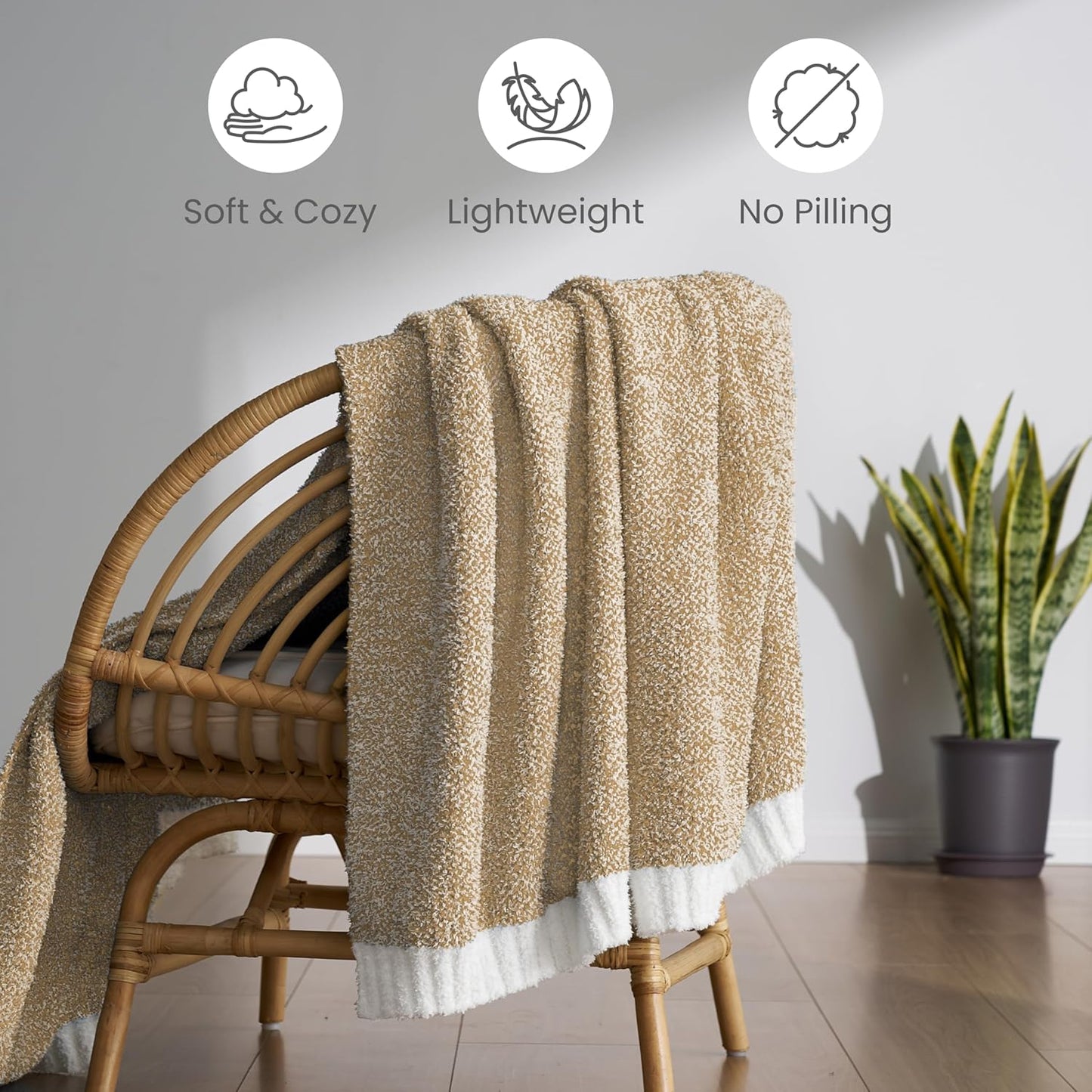 Joiedomi Twin Blanket for Couch Bed, Light Camel Knitted Blankets Gifts for Women Mom Girls, Cozy Cute Soft Throw Home Room Decor Aesthetic for Women Mothers Birthday Gifts 60x80 Inches