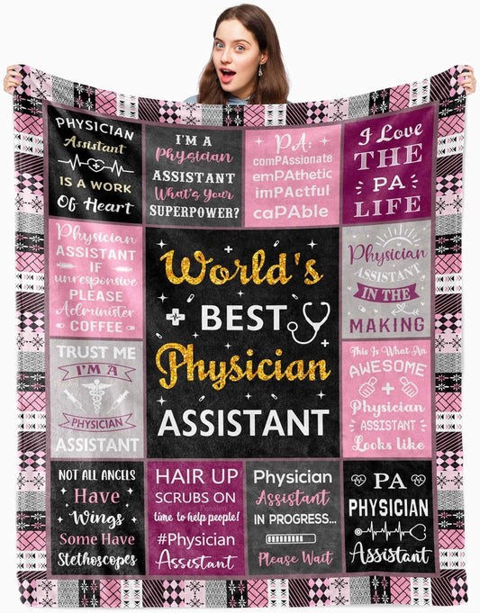 Physician Assistant Gifts, PA Week Gifts Blanket 50"x60", Physicians Assistant Gift for PA Week, PA Gifts for Women, Birthday/Graduation/Appreciation Gifts for Physician Assistant