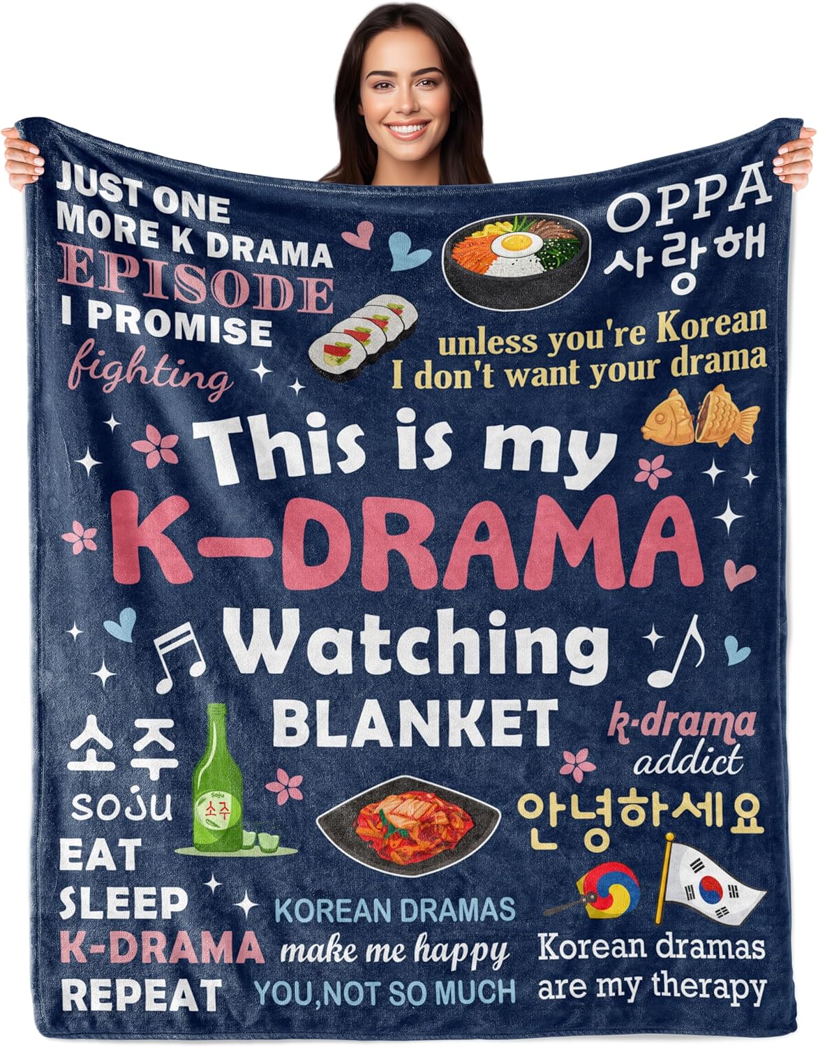 Korean Gift for Women, Korean Blanket for K-Drama Lovers, KDrama Gifts for Women, Kpop Gifts for Girls, Kpop Blankets for Teen Girls, KDrama Presents, K-Drama Lovers 60"X50" Blanket