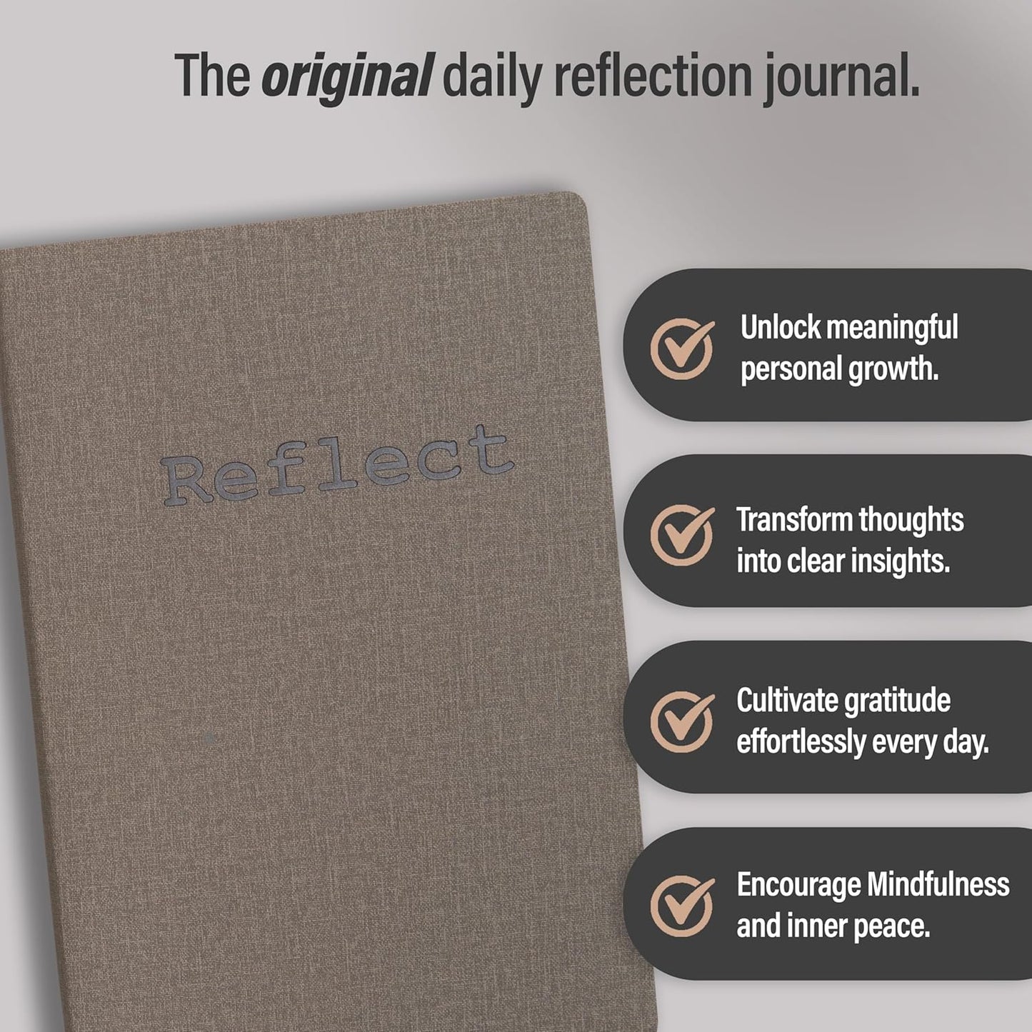 MindPanda Reflect Journal - The Ultimate Guided Journal with Daily Prompts For Gratitude, Mindfulness & Daily Reflection - Mood Tracker & Gratitude Log for Happiness & Self Care. Premium Non-Bleed