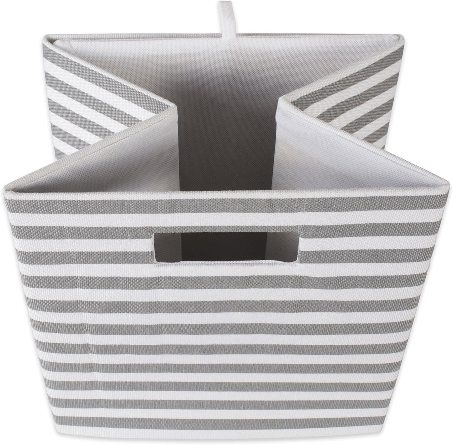 DII Collapsible Polyester Storage Cube, Pinstripe, Gray, Small