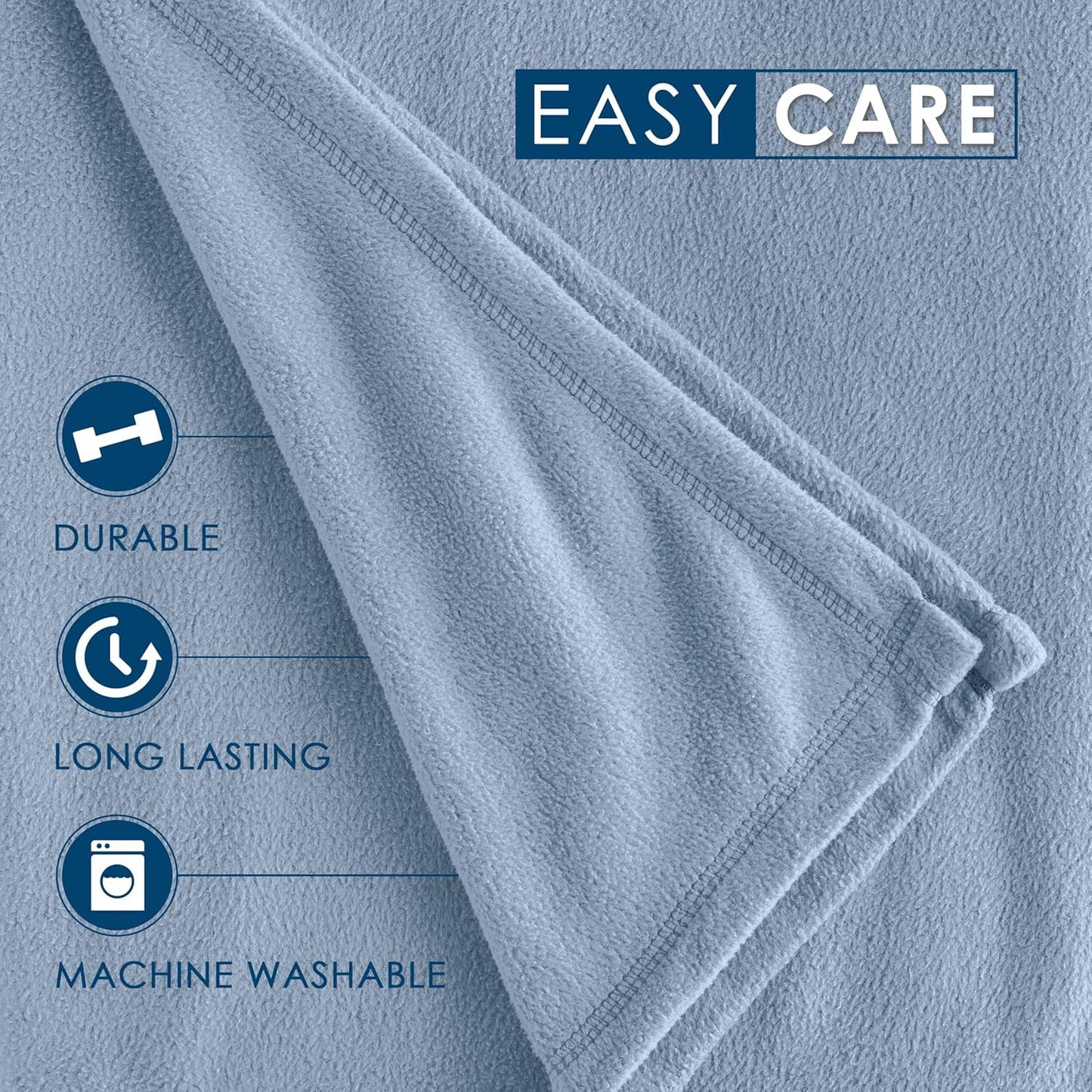 Full/Queen Size Fleece Blanket | Comfy Supersoft Fleece Blanket Full Size – All-Season Light Weight Throw Blanket | Luxuriously Soft | Throw Blanket for Couch and Sofa | Machine Wash | Blue