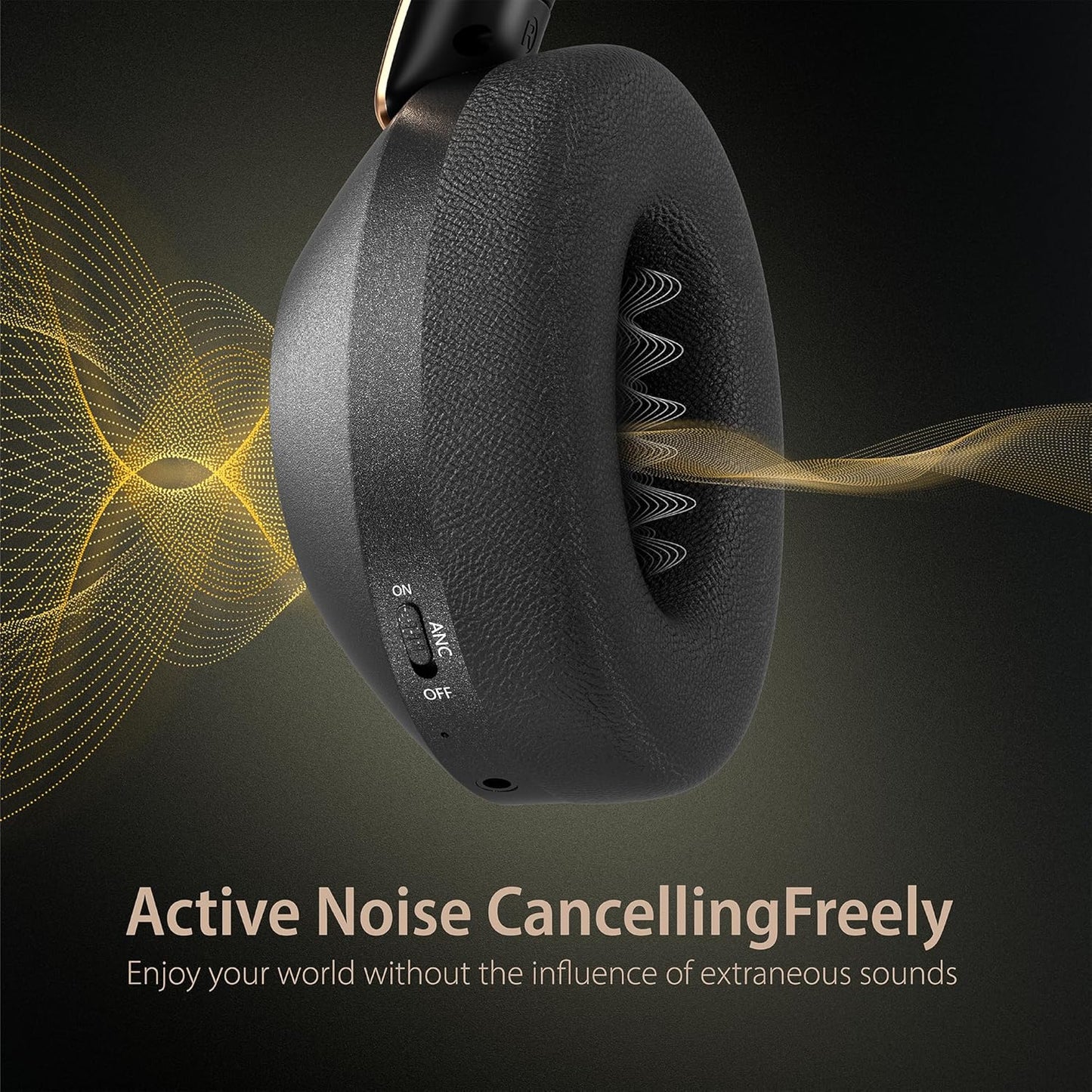 Active Noise Cancelling Headphones, 100H Playtime Headphones Wireless Bluetooth, Bluetooth Headphone with Mic, Over Ear Wireless Headphone with Deep Bass,Fast Charging for Travel