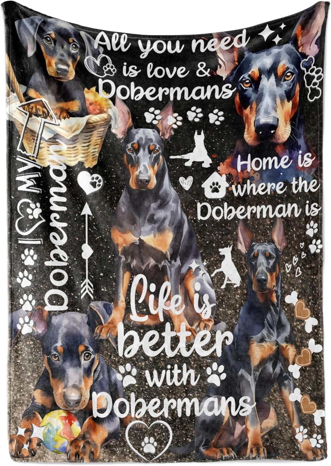 Doberman Pinscher Gifts, Doberman Blanket Throws for Dobie Mom Dad, Gifts for Doberman Pinscher Lovers, 50 x 65 inches, Perfect for Birthday Christmas Thanksgiving