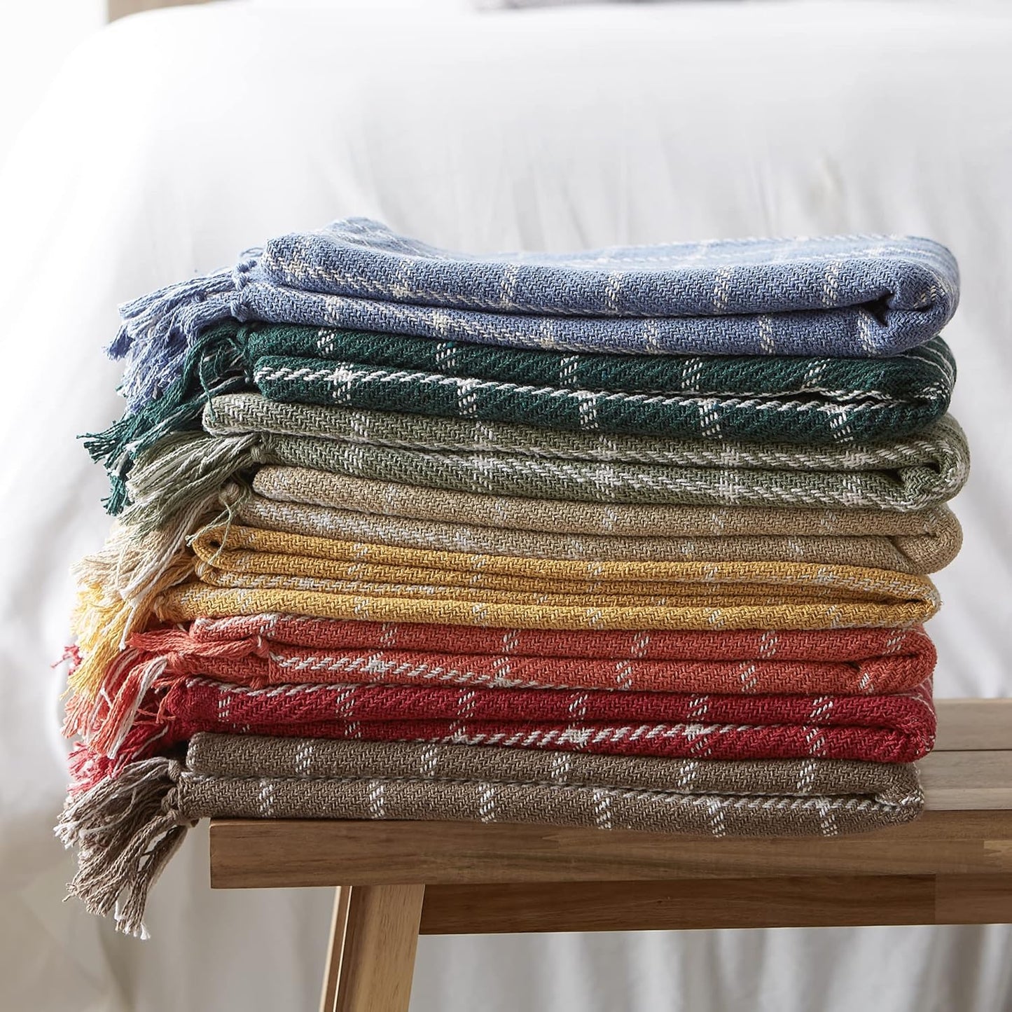 DII Transitional Checked Plaid Woven Throw, 50x60, Spice