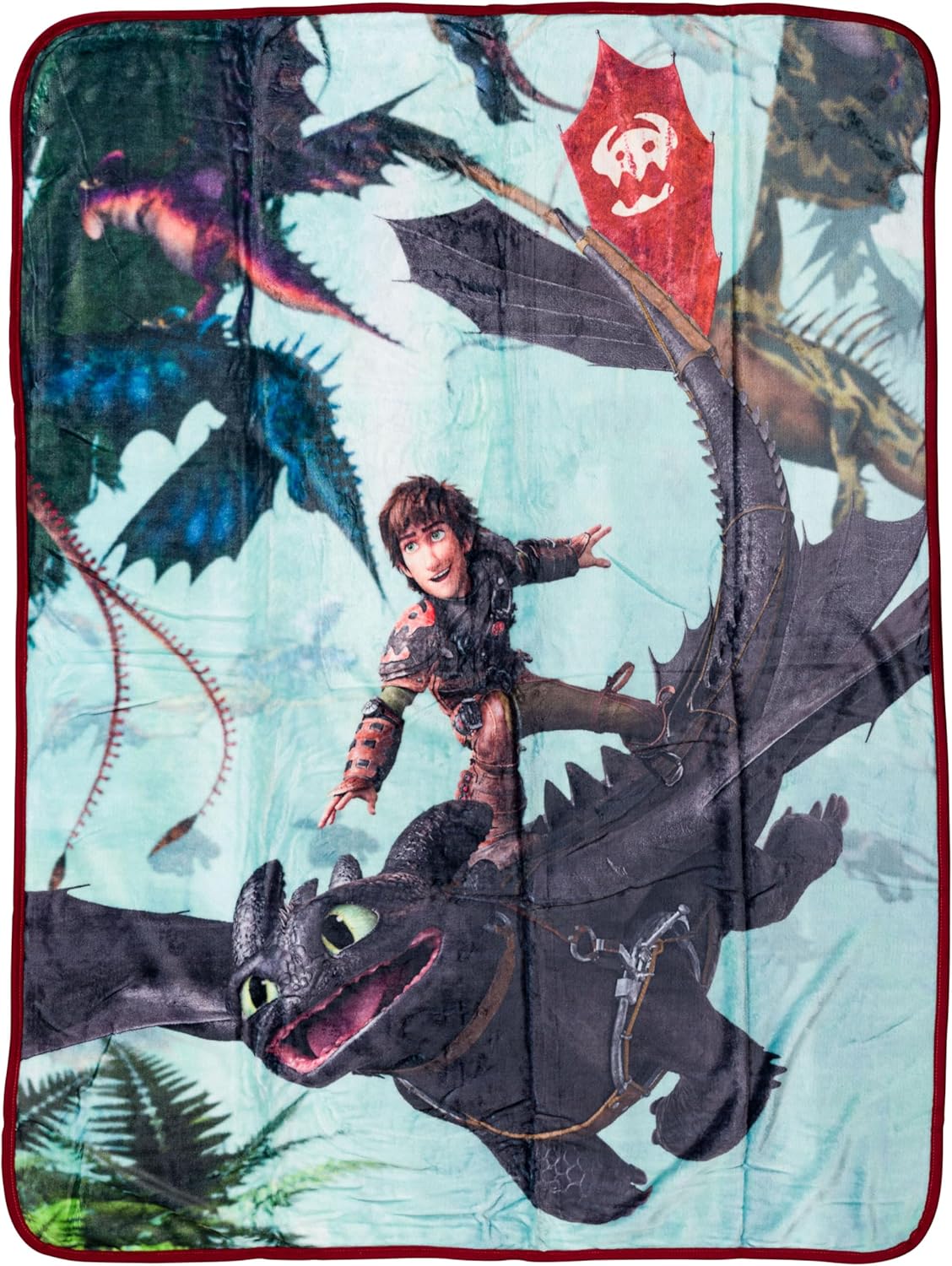 Silver Buffalo How to Train Your Dragon Hiccup and Fury in Jungle 45" x 60" Fleece Throw, Soft and Cozy Blanket, 250 GSM