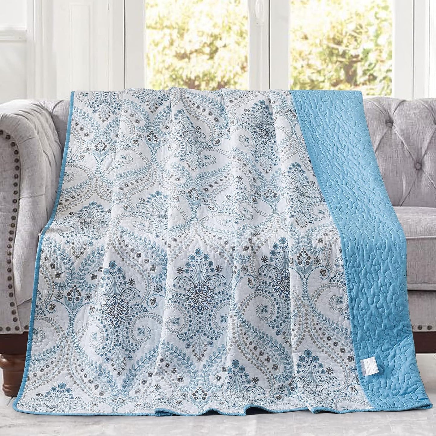 NEWLAKE Quilted Throw Blanket for Bed Couch Sofa, Blue Classic Royal, 60X78 Inch
