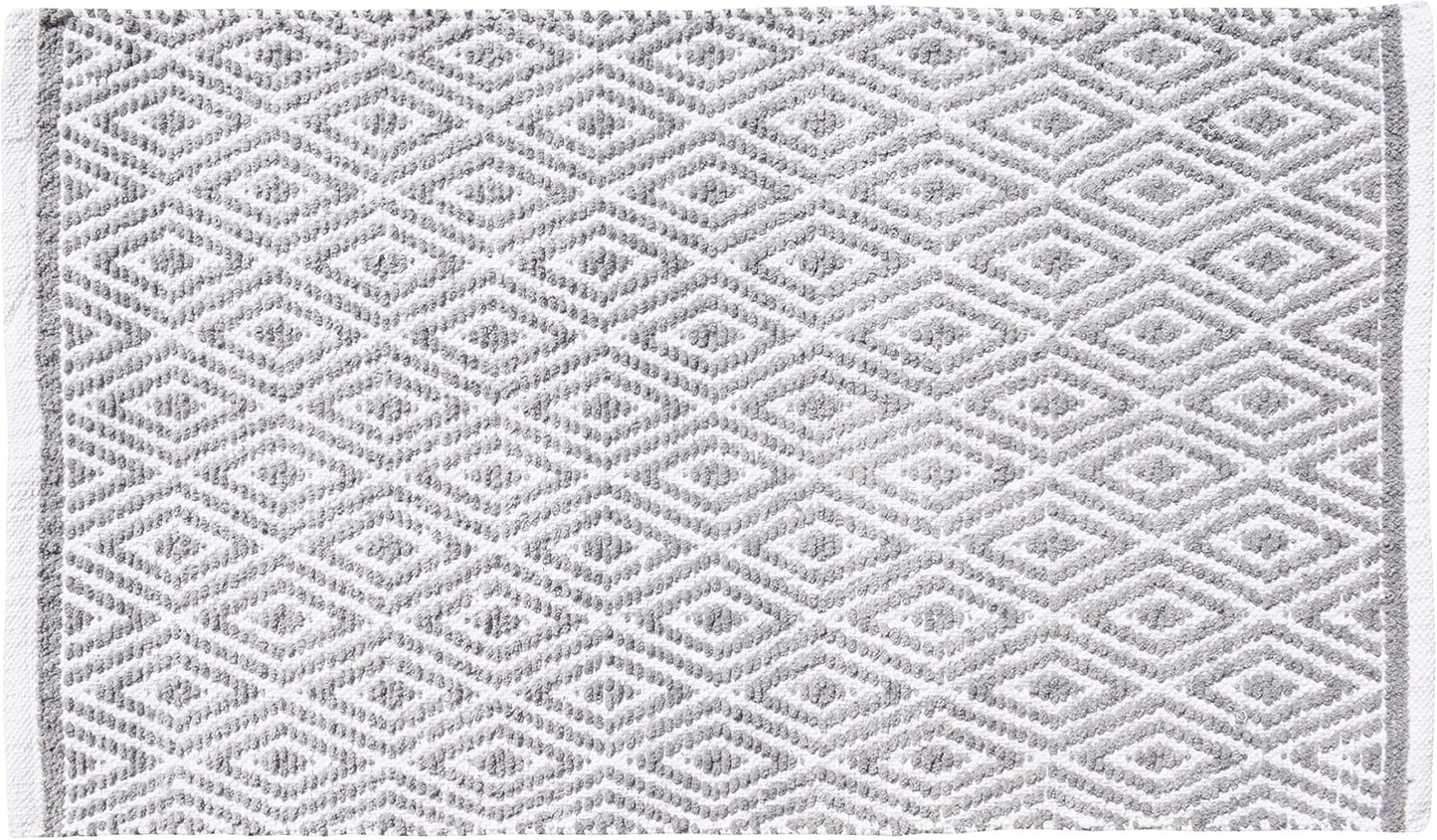 Ramanta Home 100% Cotton Diamond Handwoven Reversible Rug 21x34 Inch– Grey| Soft Washable Area Rug for Bathroom, Kitchen, Bedroom, Entryway | Durable Lightweight Handmade Accent Floor Mat | Boho Décor