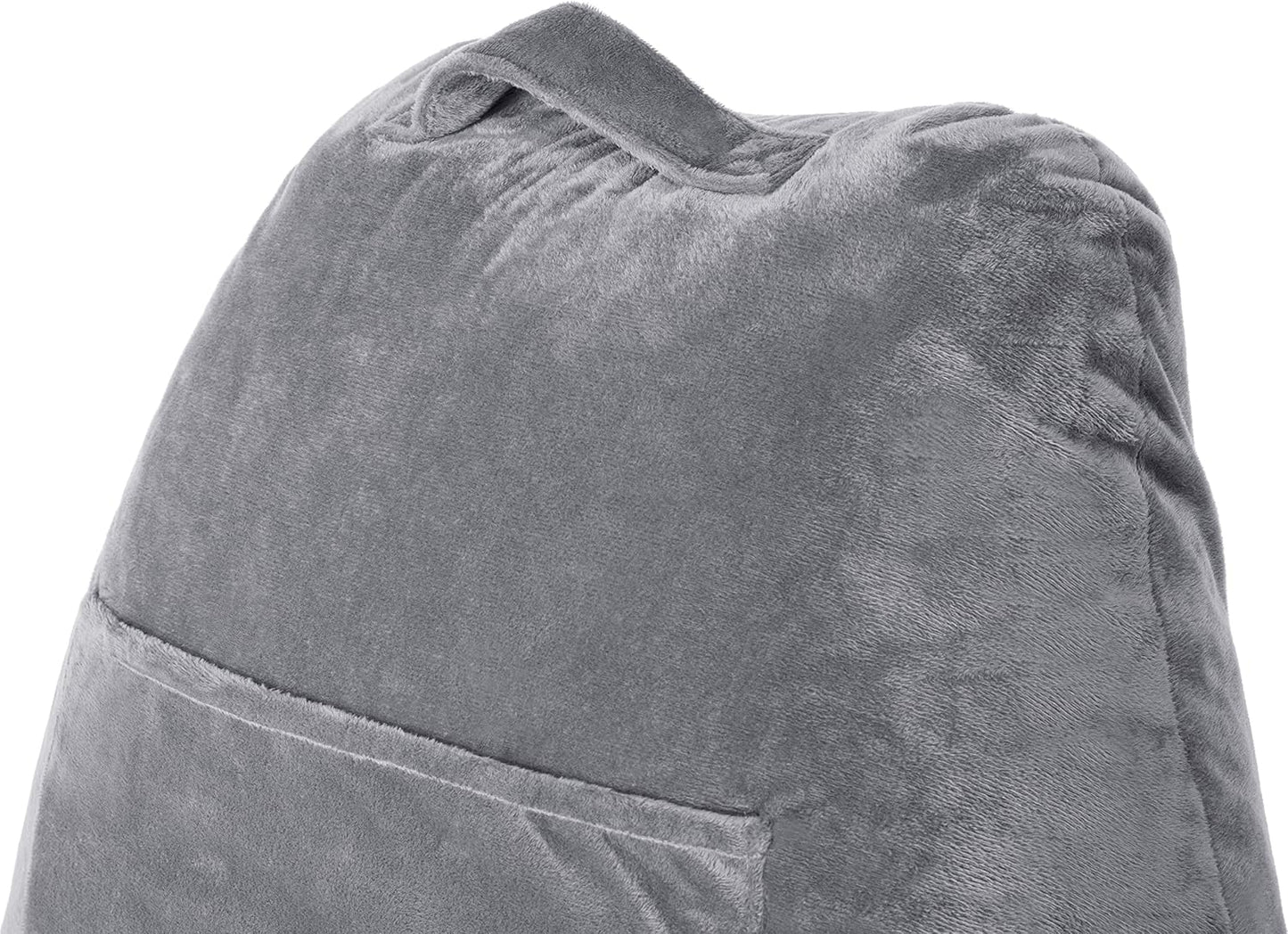 Husband Pillow Dark Grey, Standard+ Original Reading Pillow in Bed Rest Chair, Shredded Memory Foam Large Lounge Cushion Adult Backrest w/Arms, Comfy Back Support for Sit Sitting Up, Removable Cover