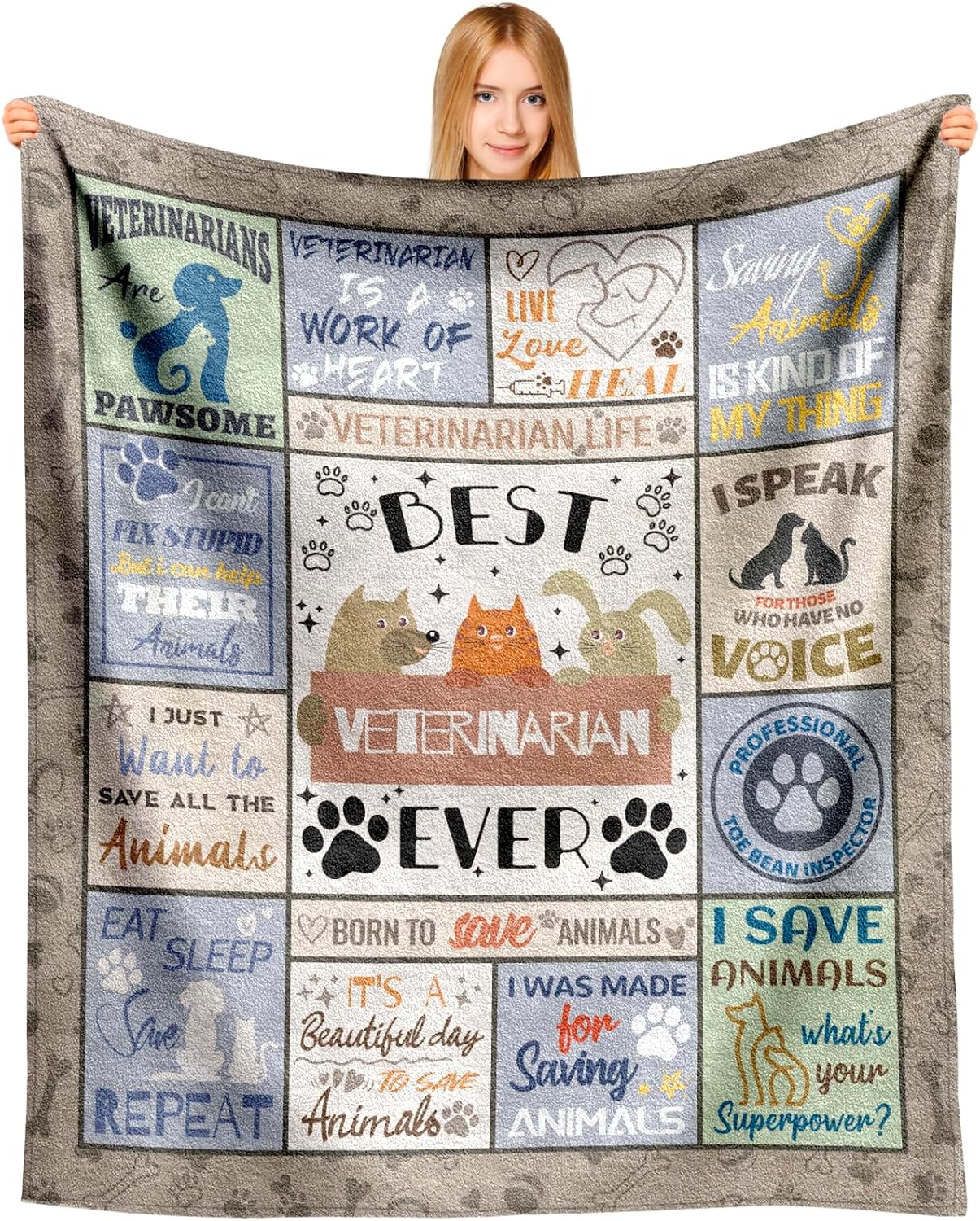 Veterinary Gifts Blanket 60"x50", Veterinarian Gift for Women Men, Gift for Veterinarians, Vet Med Gifts, Future Veterinarian Presents, Veterinary Student Graduation Presents