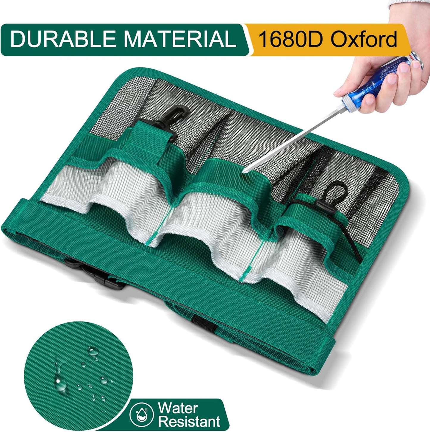 Garden Apron for Women, Adjustable Tool Belt with 8 Pockets - Heavy Duty Oxford Work Belt for Gardening, Construction (Green)