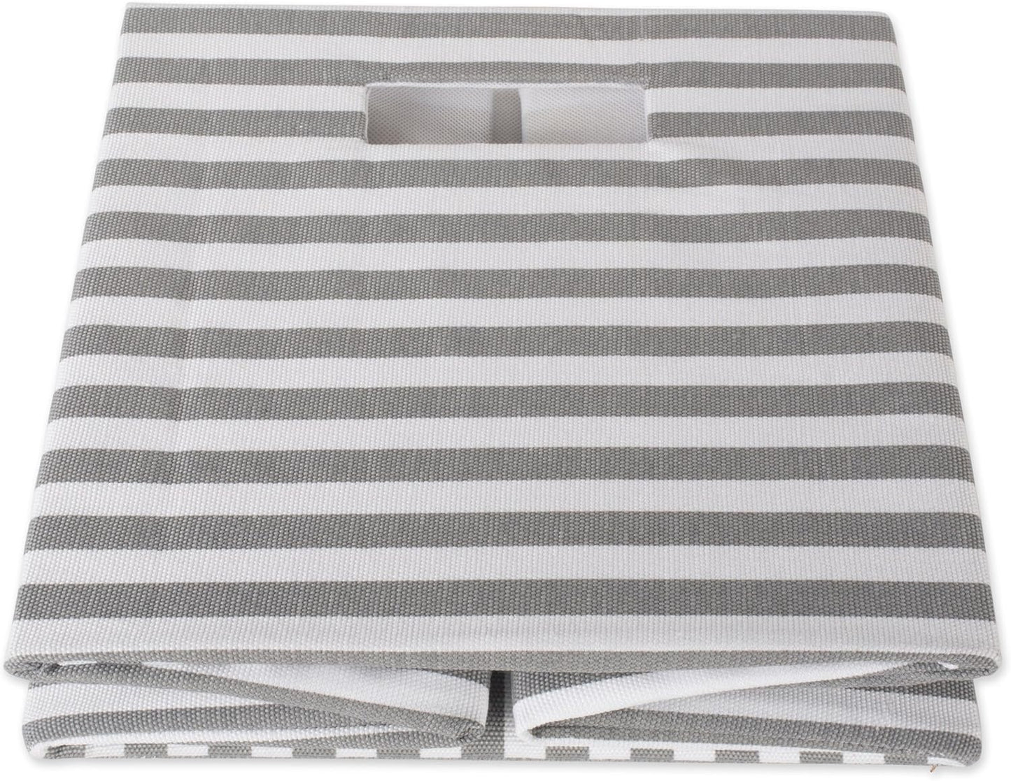 DII Collapsible Polyester Storage Cube, Pinstripe, Gray, Small