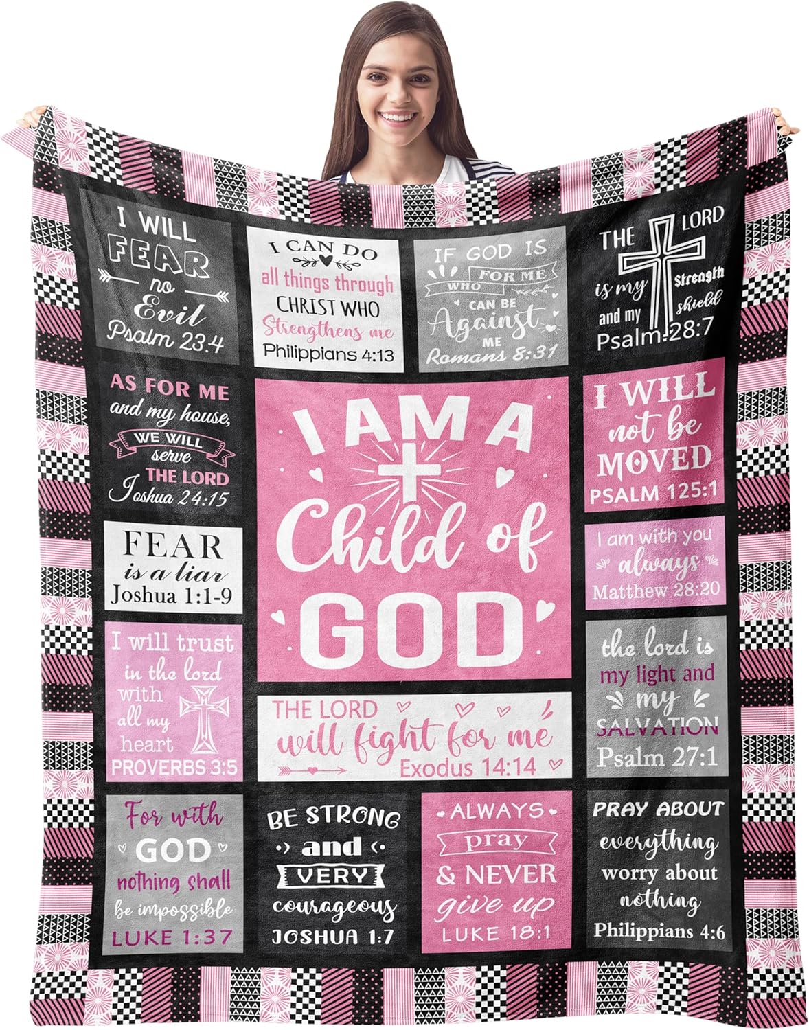 CUJUYO Christian Gifts for Women Blanket 80"x60" - I Am a Child of God Blankets - Inspirational Religious Catholic Spiritual Christmas Birthday Gifts for Women